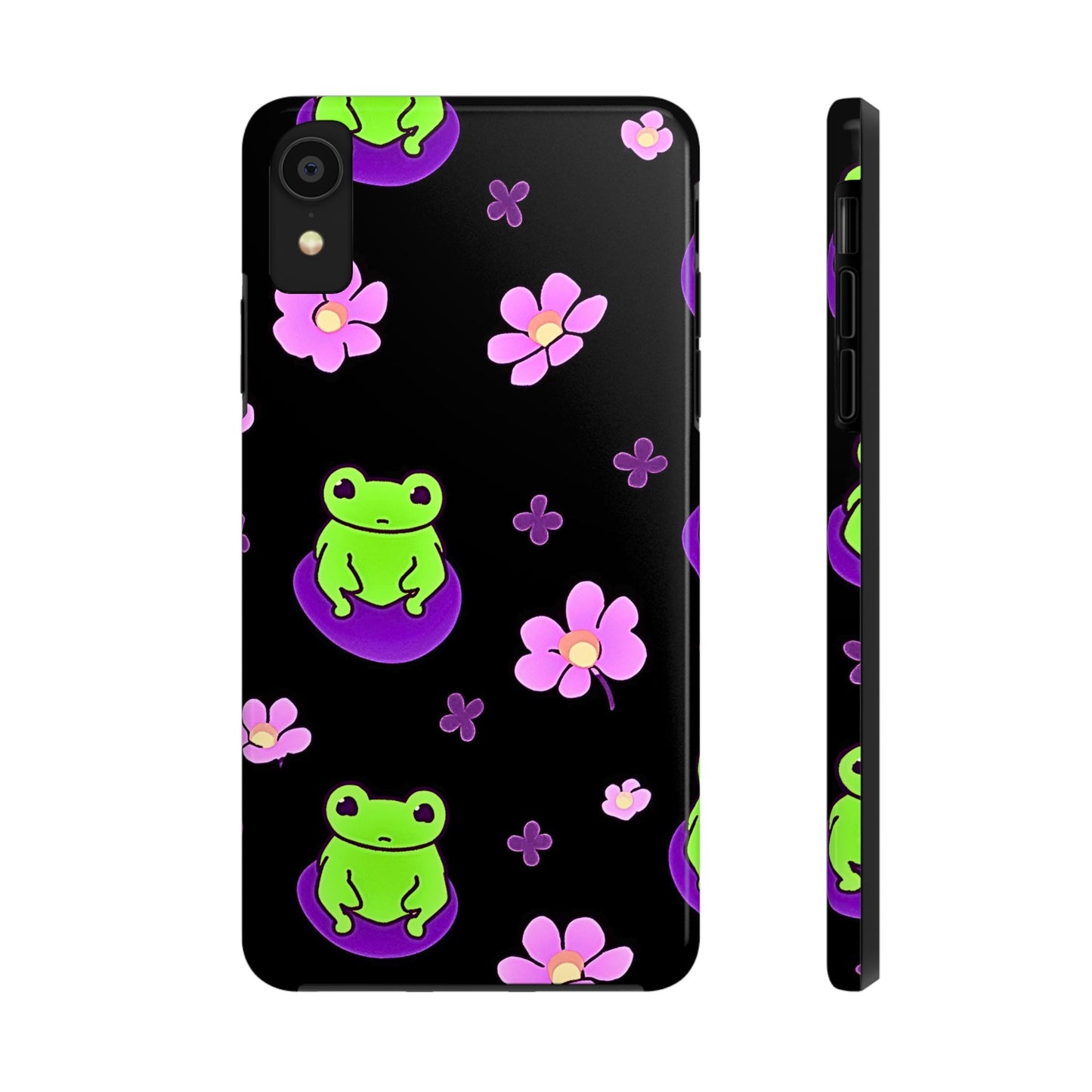 Cute Frog & Pink Flowers Pattern Style Tough Phone Case | Animals