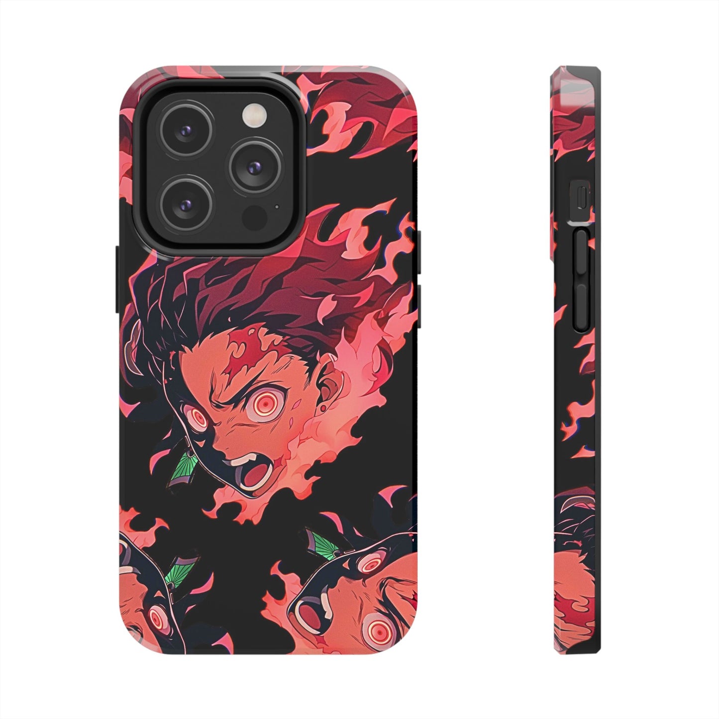 Tanjiro Kamado Flamed Style Black Tough Phone Case | Anime - Demon Slayer