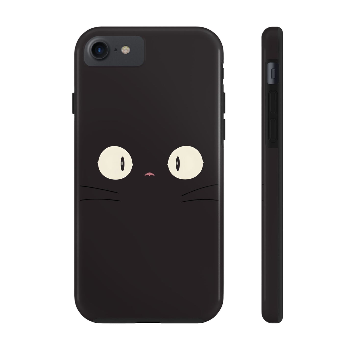 Adorable Black Cat Face and Eyes Minimal Tough Phone Case | Animals