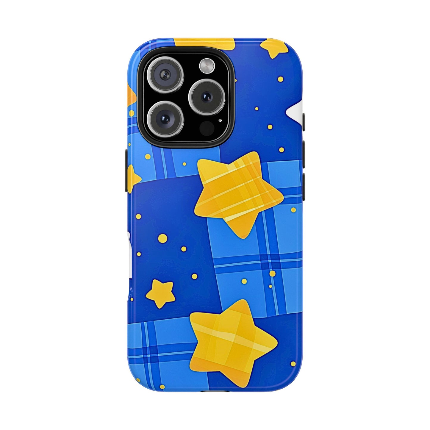 Funda resistente para teléfono con estampado de estrellas y cuadros preppy | Estética