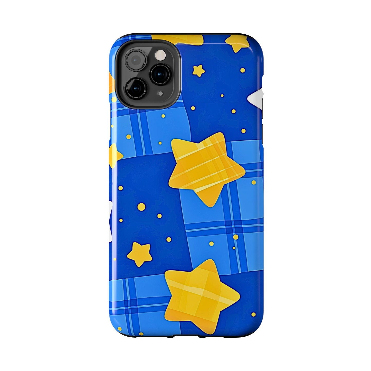Funda resistente para teléfono con estampado de estrellas y cuadros preppy | Estética