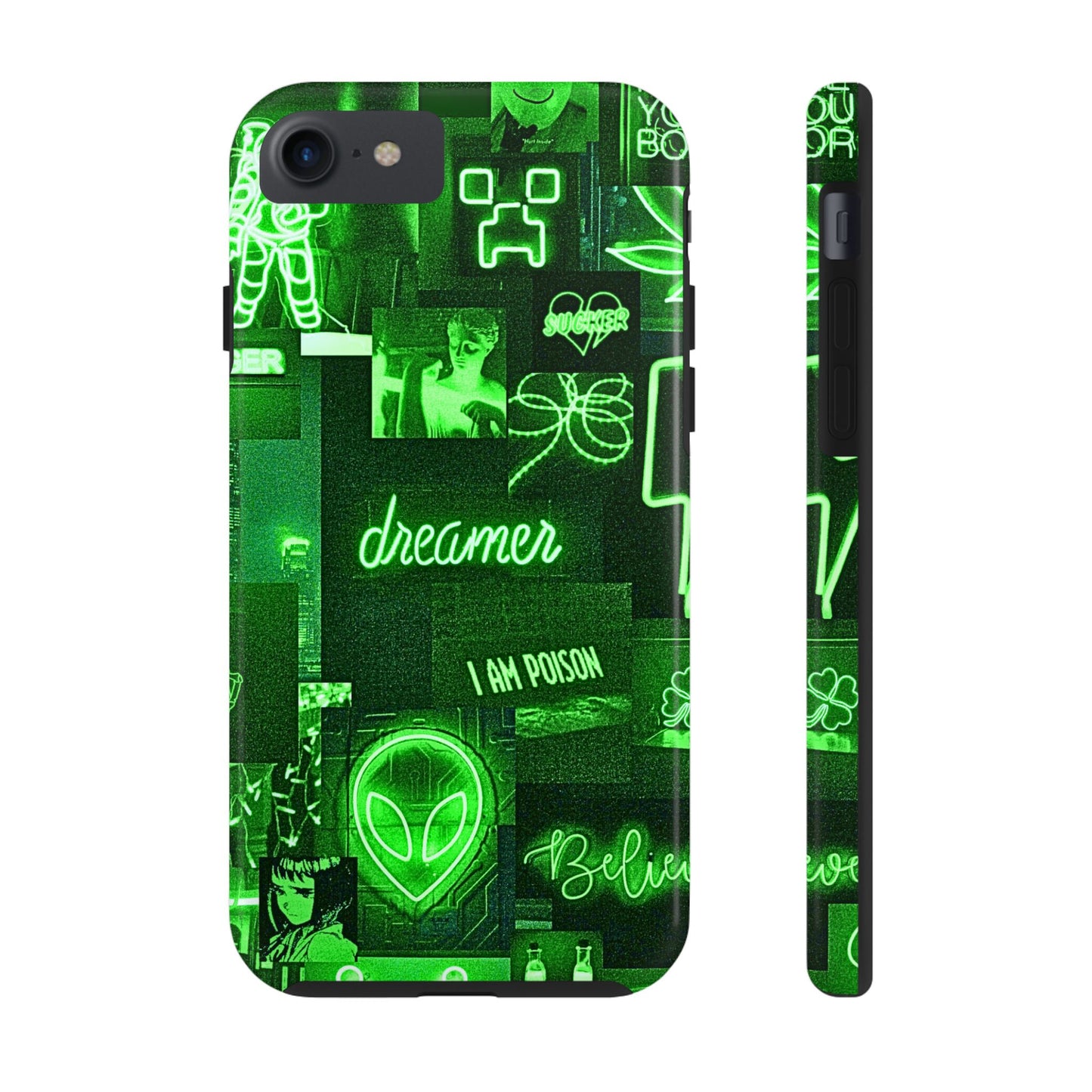 Green Neon Style Tough Phone Case | Aesthetic