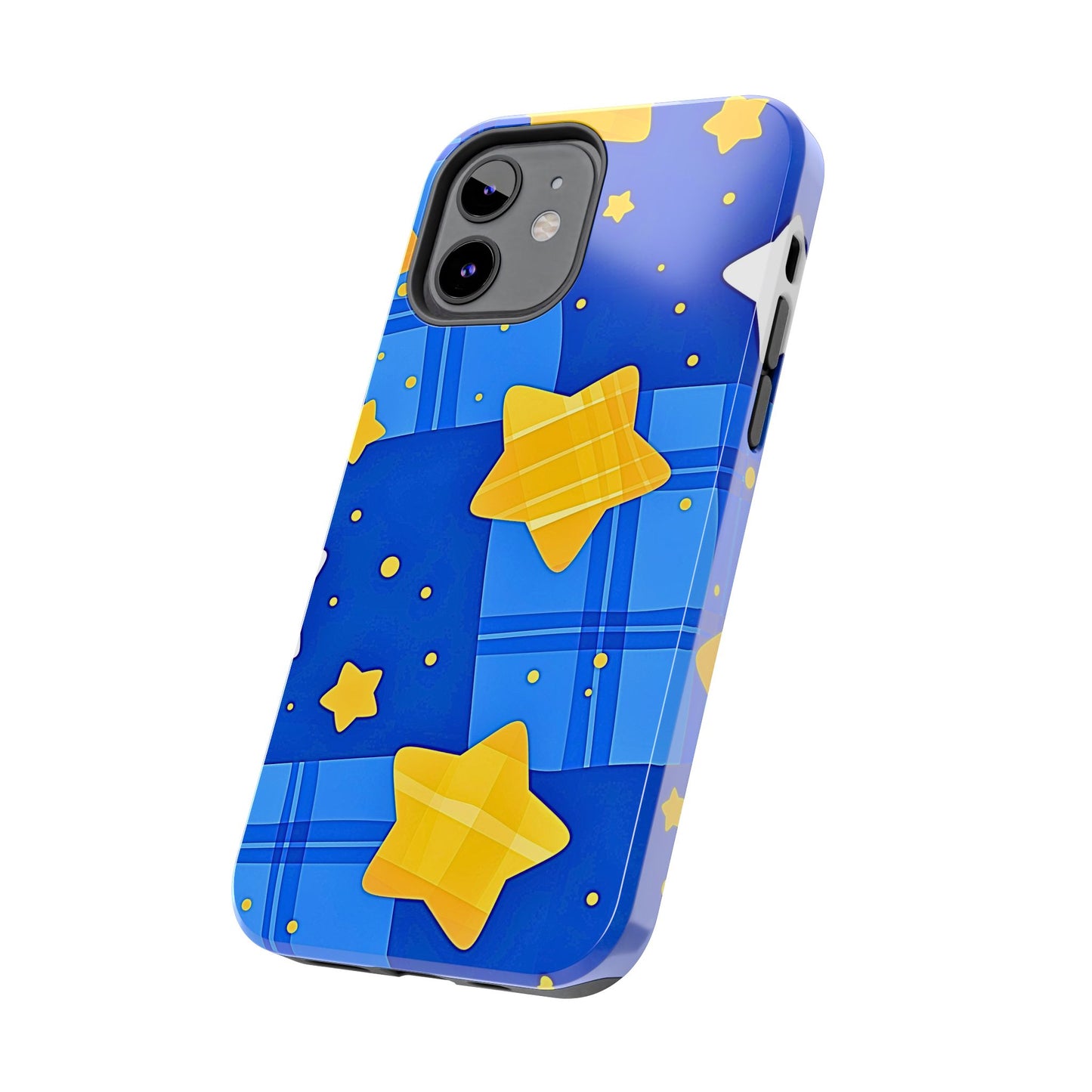 Funda resistente para teléfono con estampado de estrellas y cuadros preppy | Estética