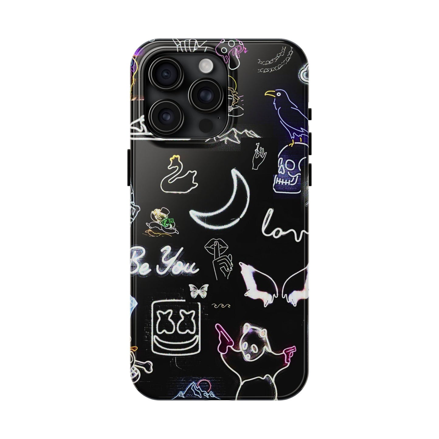 Funda resistente para teléfono estilo neón blanco | Estética