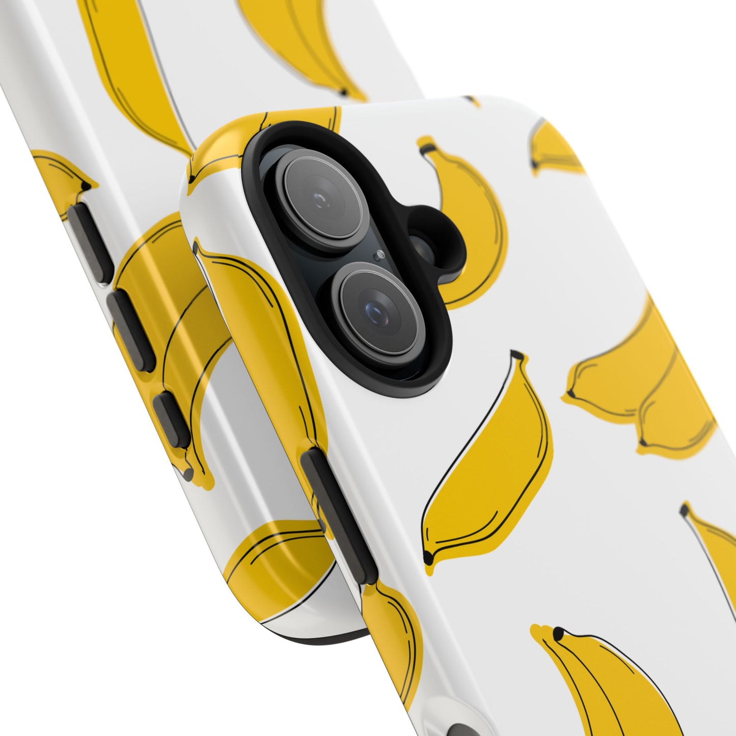 Bold Yellow Banana Pattern Minimal Line Art Tough Phone Case | Food