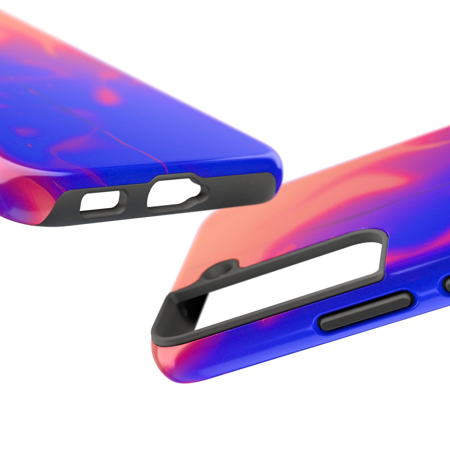 Funda resistente para teléfono con diseño de llamas, degradado abstracto y resplandor del atardecer | Estética