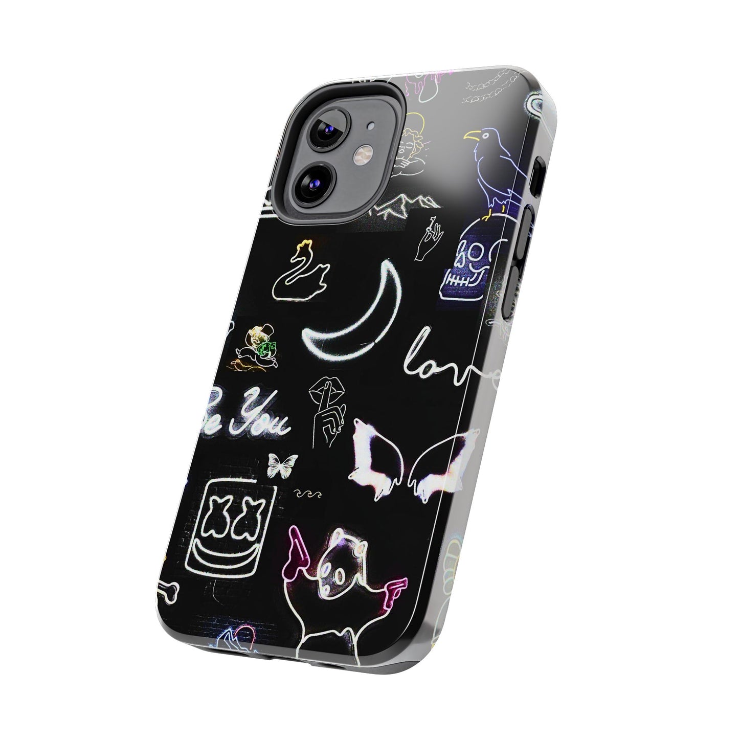 Funda resistente para teléfono estilo neón blanco | Estética