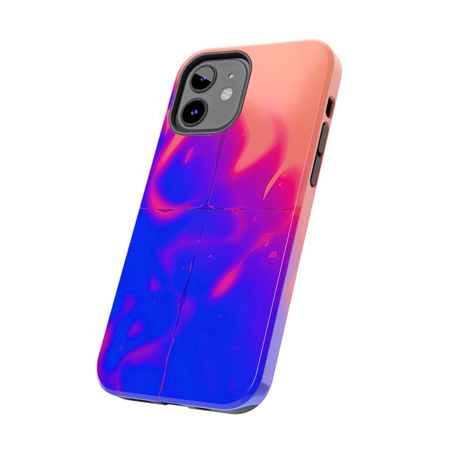 Funda resistente para teléfono con diseño de llamas, degradado abstracto y resplandor del atardecer | Estética
