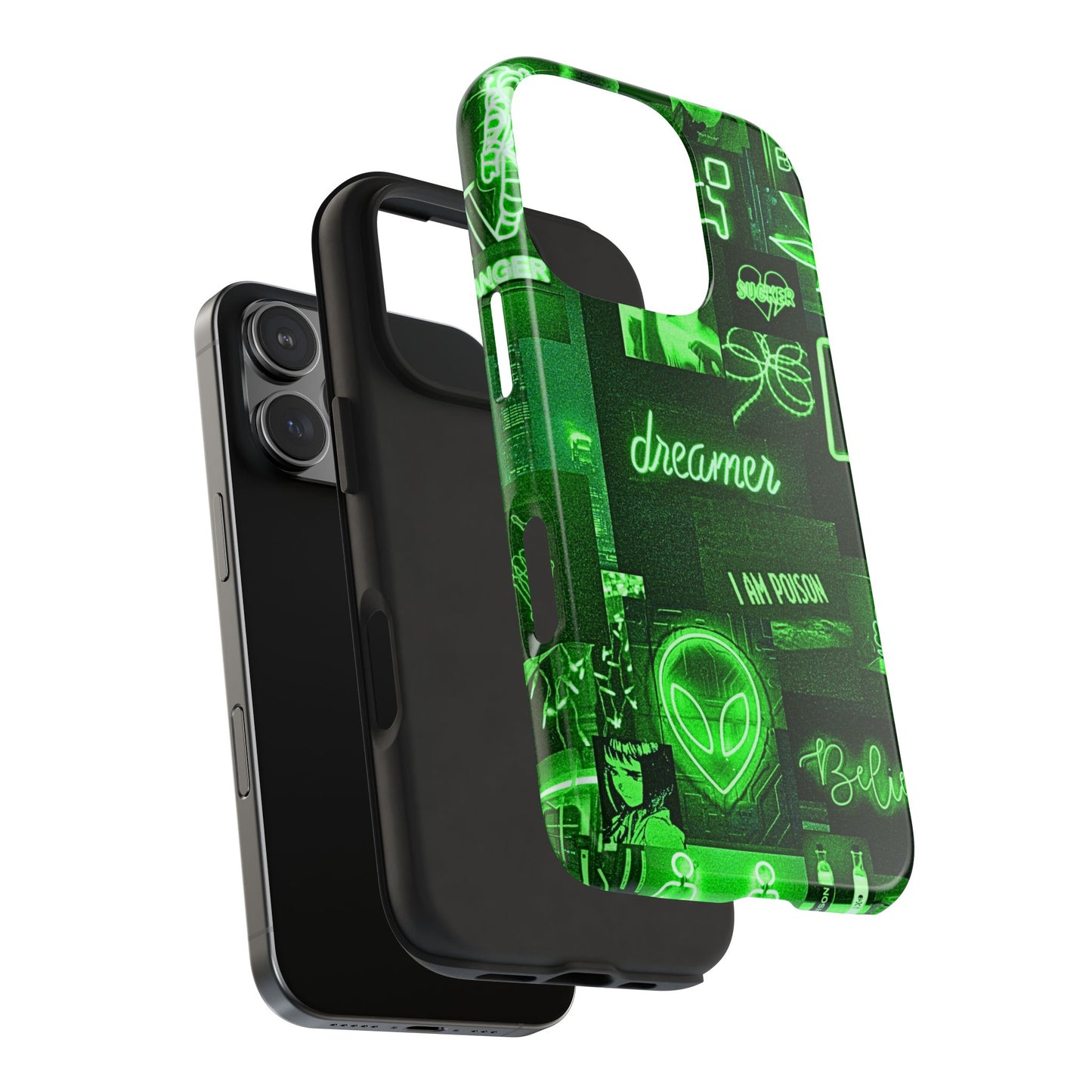 Green Neon Style Tough Phone Case | Aesthetic