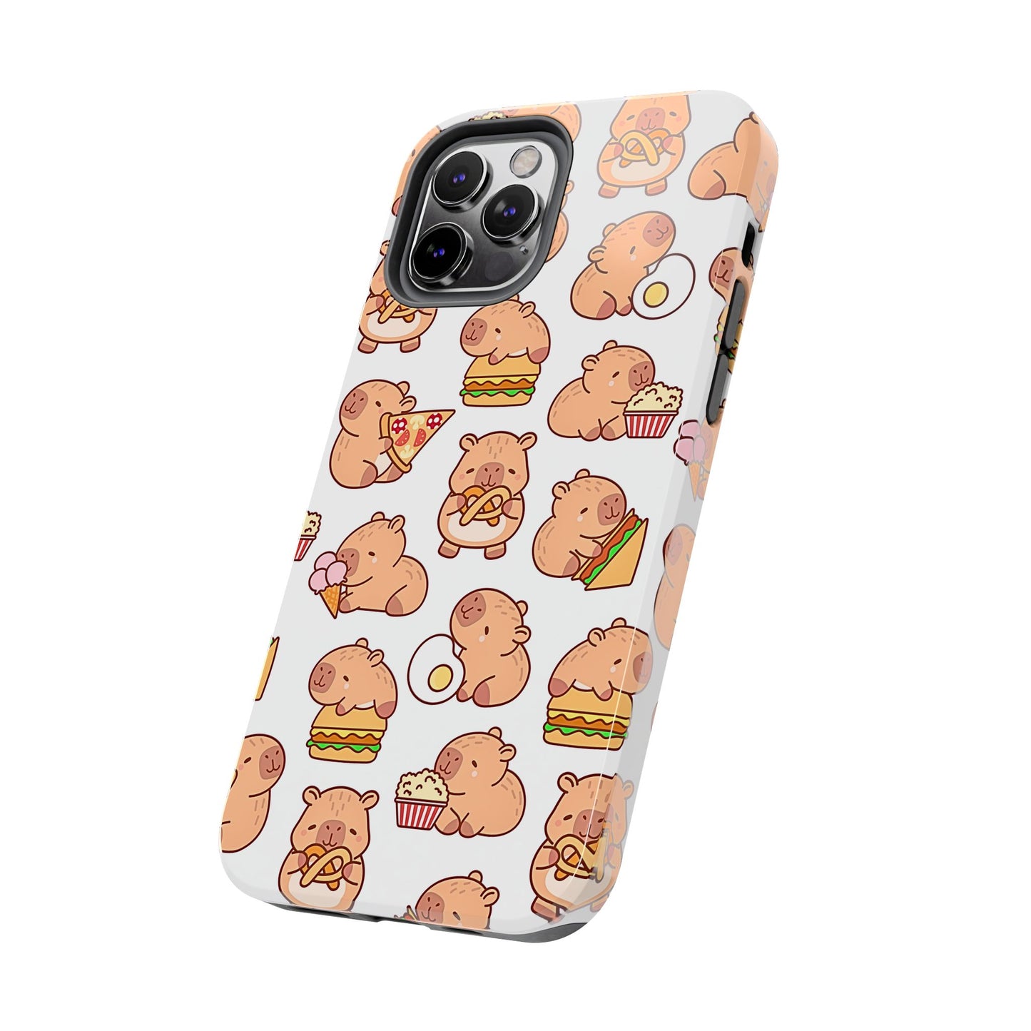 Cute Capybara Eating Pizza Ice Cream & Snacks Cartoon Food Tough Phone Case | Animals
