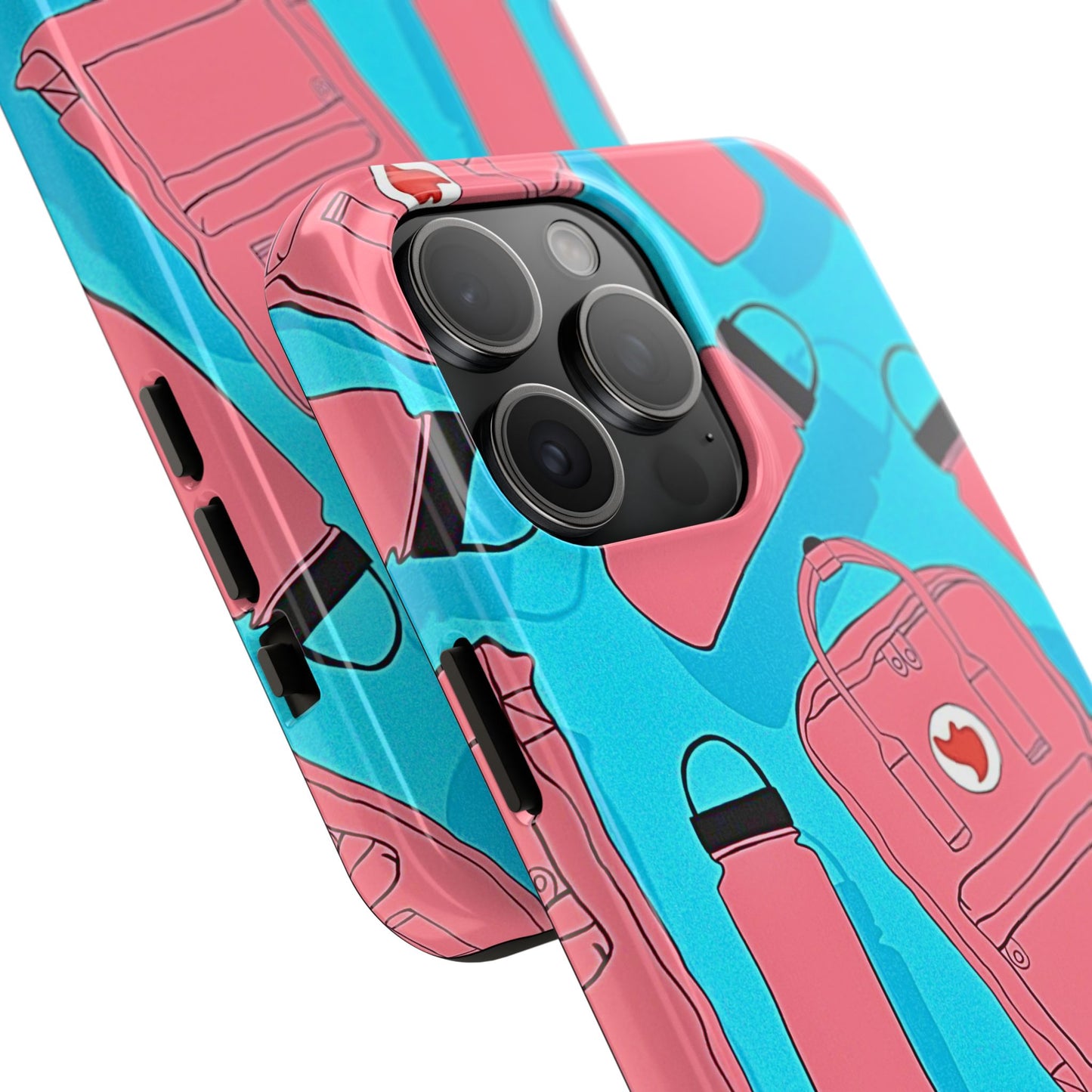 VSCO Kanken Backpack Water Bottle Pink & Blue Tough Phone Case | Aesthetic