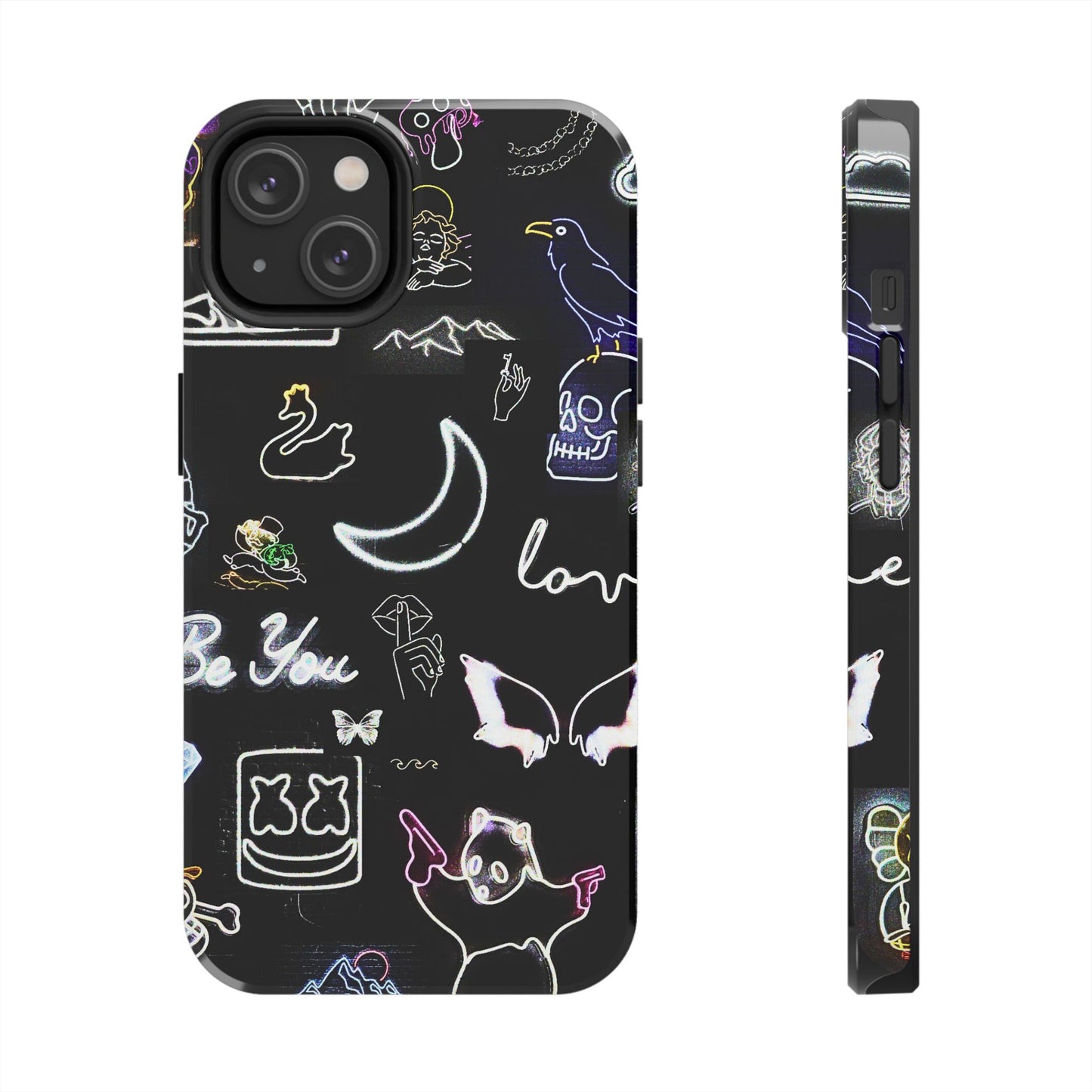 Funda resistente para teléfono estilo neón blanco | Estética