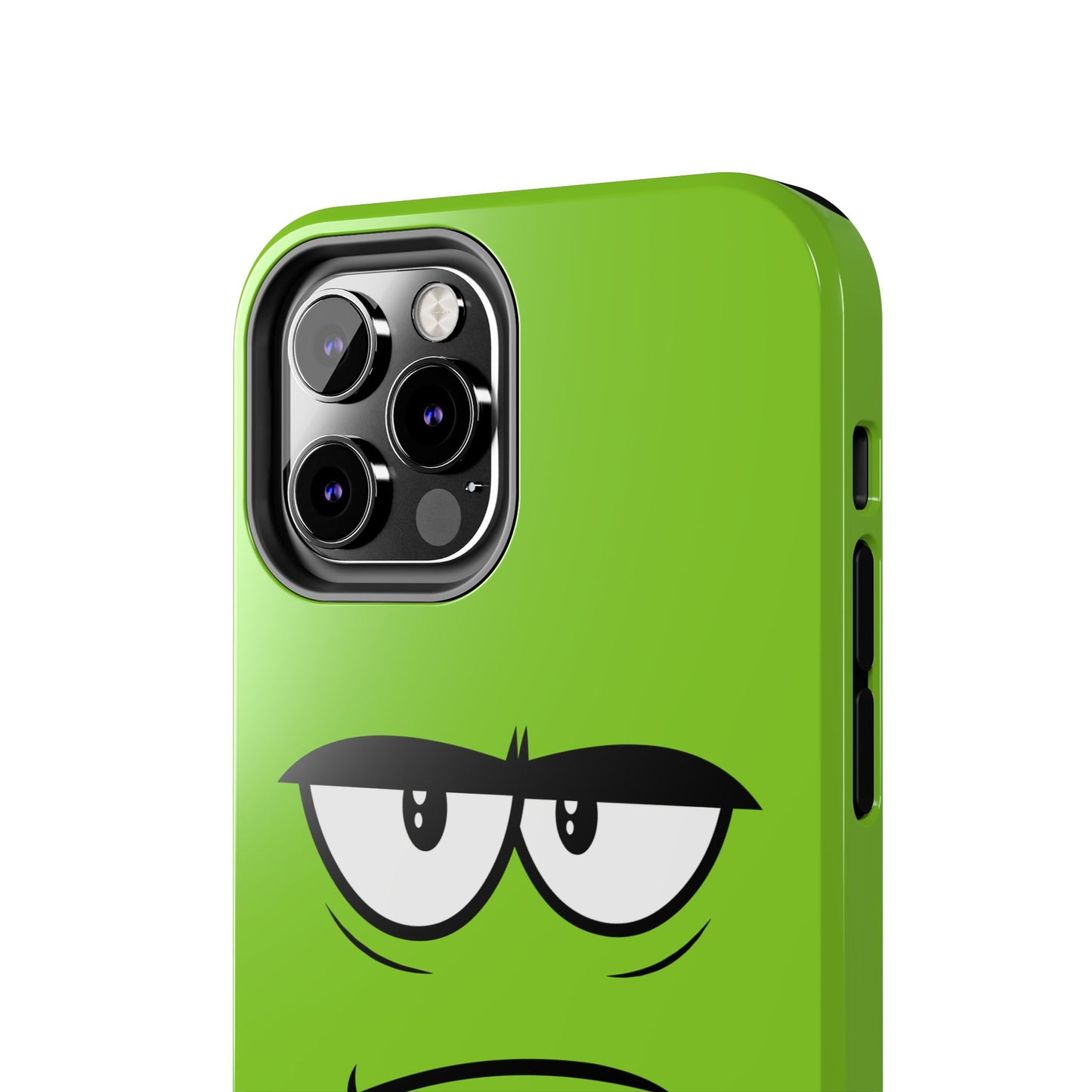 Grumpy Mood Face Green Background Funny Expression Tough Phone Case | Funny