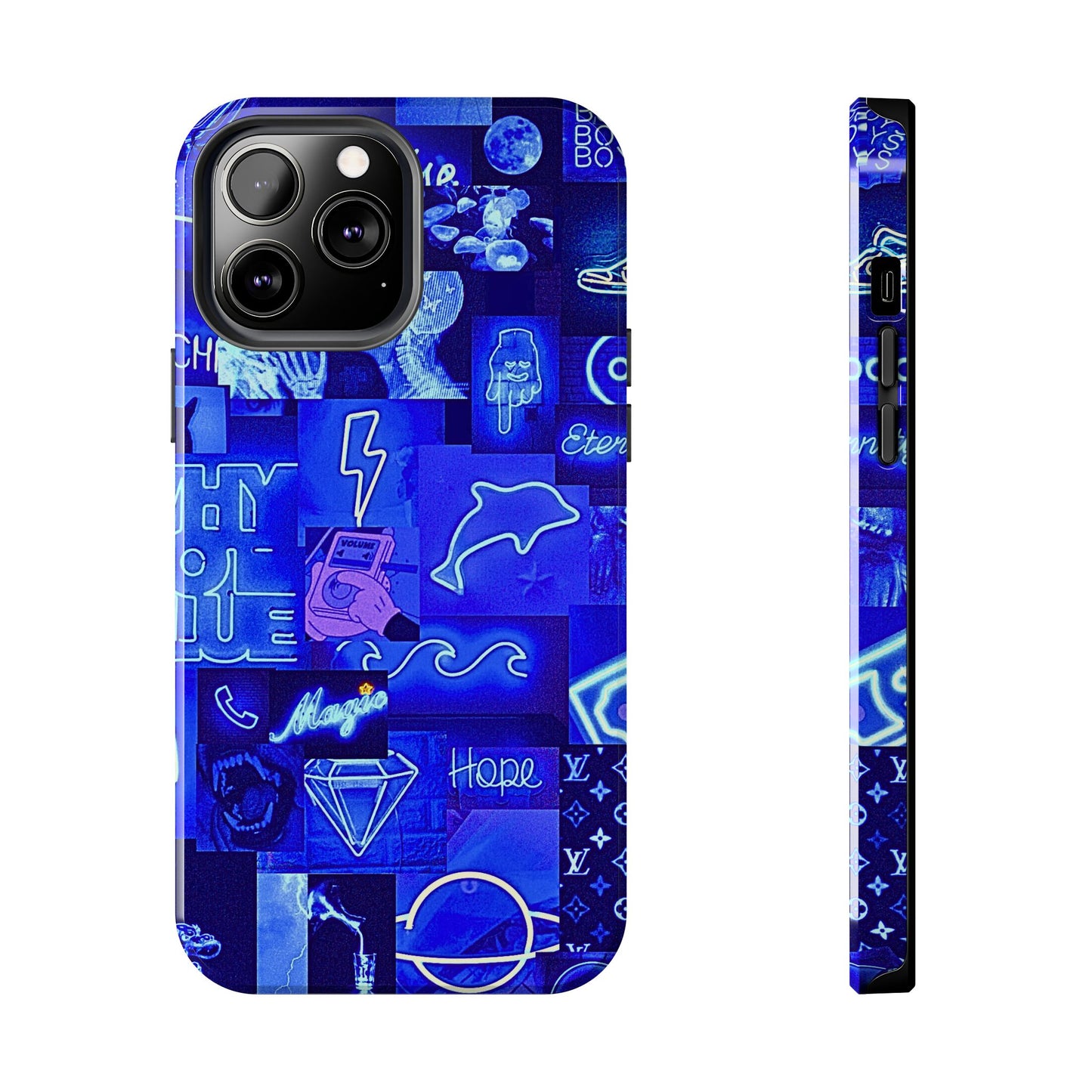 Funda resistente para teléfono con diseño de neón azul | Estética