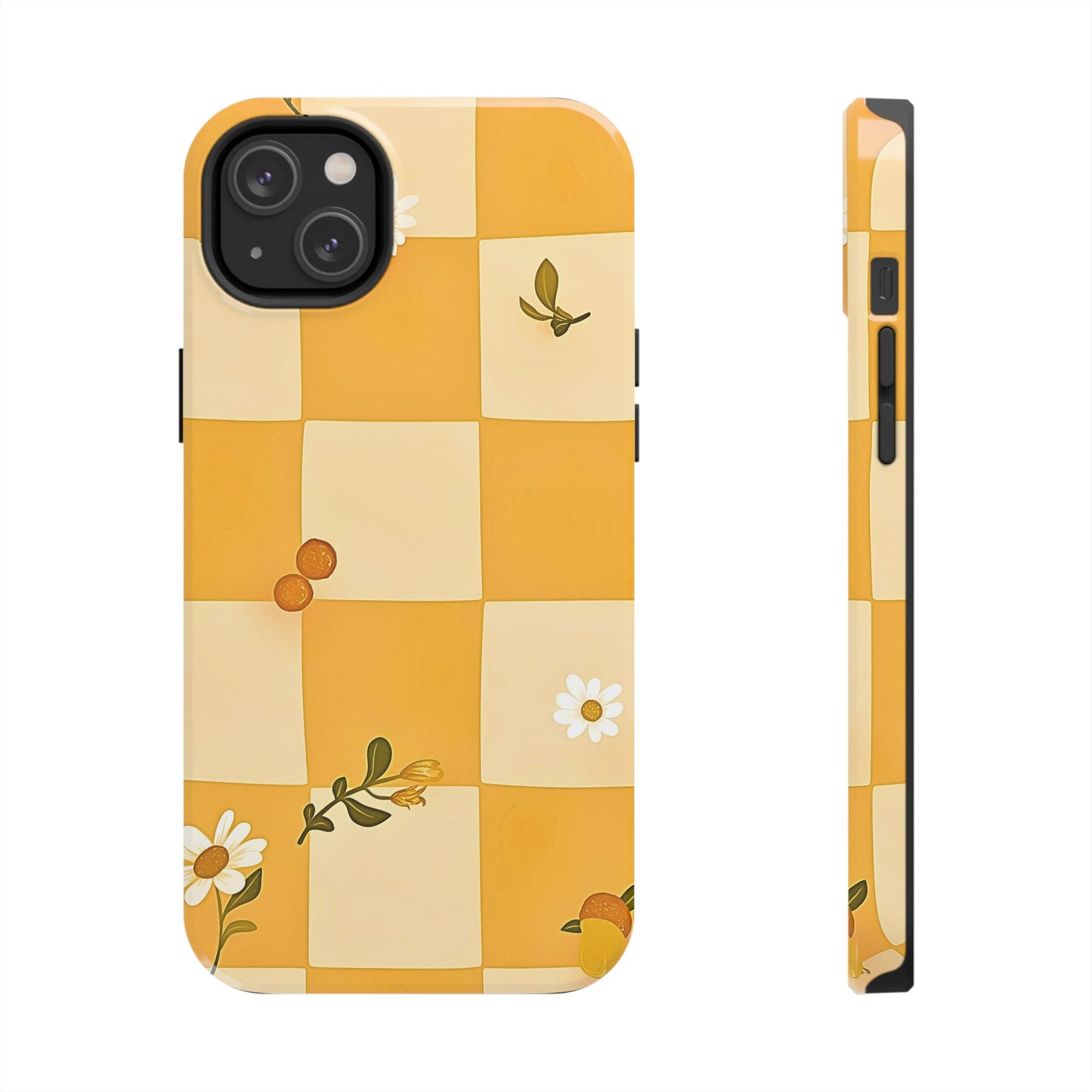 Yellow Checkered Preppy Daisies Tough Phone Case | Aesthetic