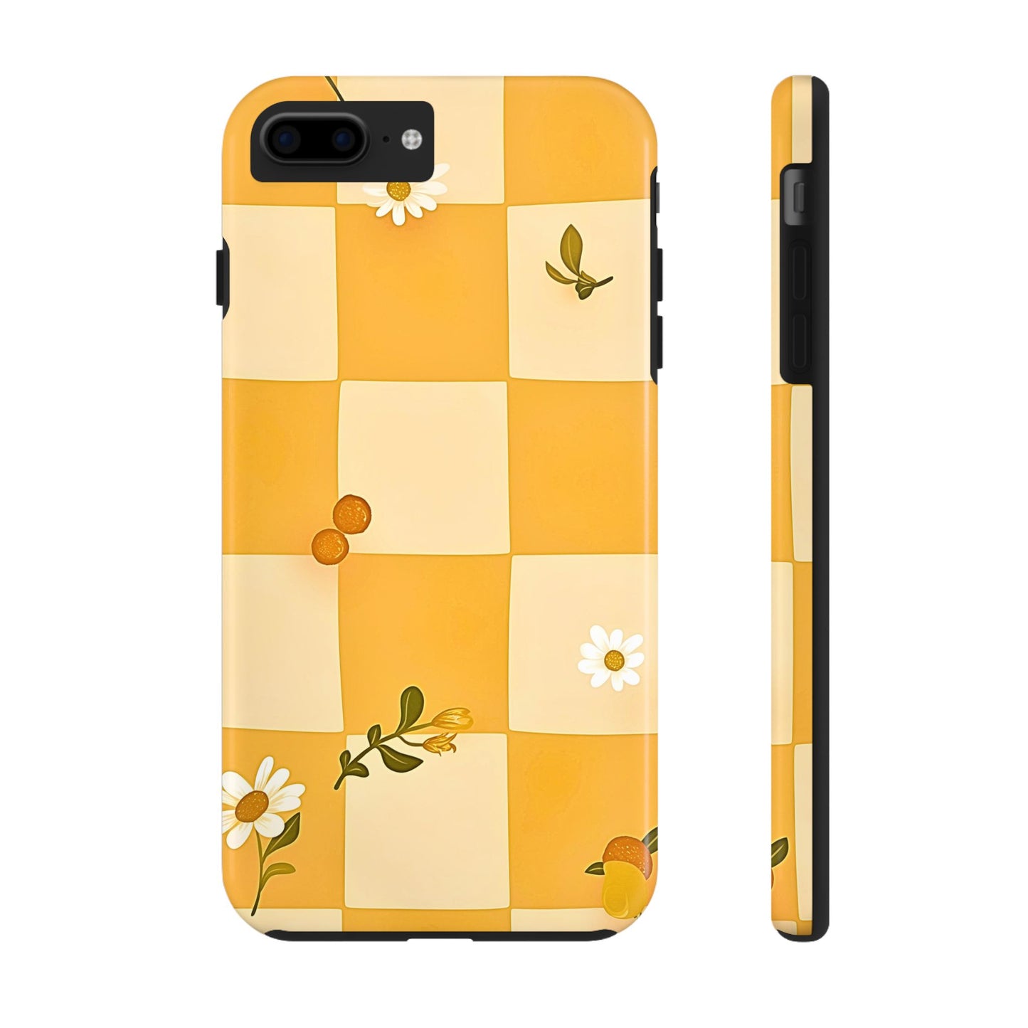 Yellow Checkered Preppy Daisies Tough Phone Case | Aesthetic
