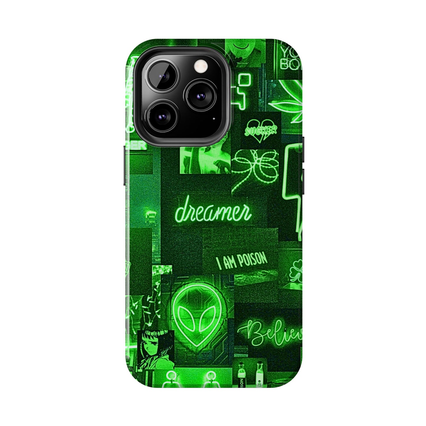 Green Neon Style Tough Phone Case | Aesthetic