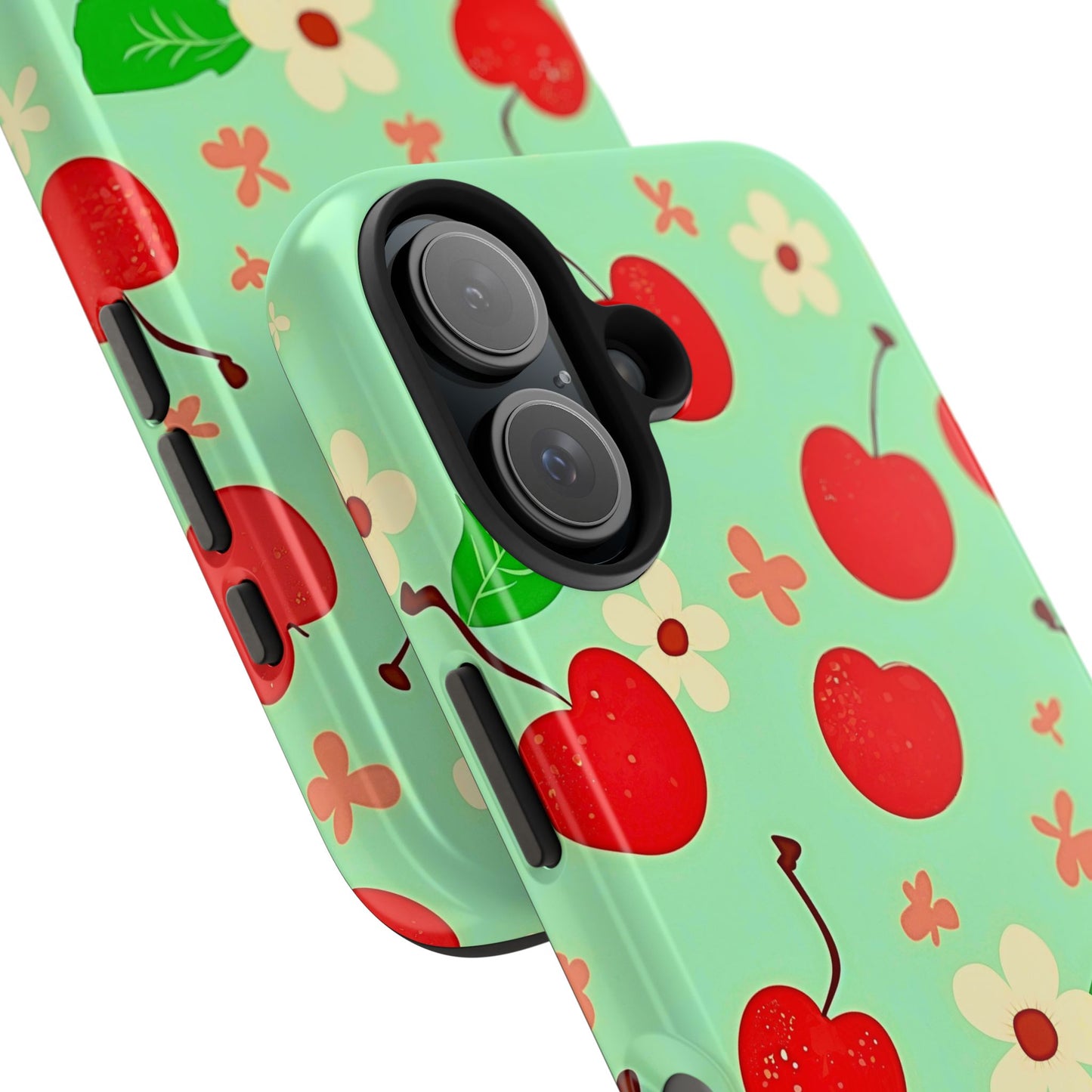 Cute Cherry Flower Pattern Mint Tough Phone Case | Aesthetic