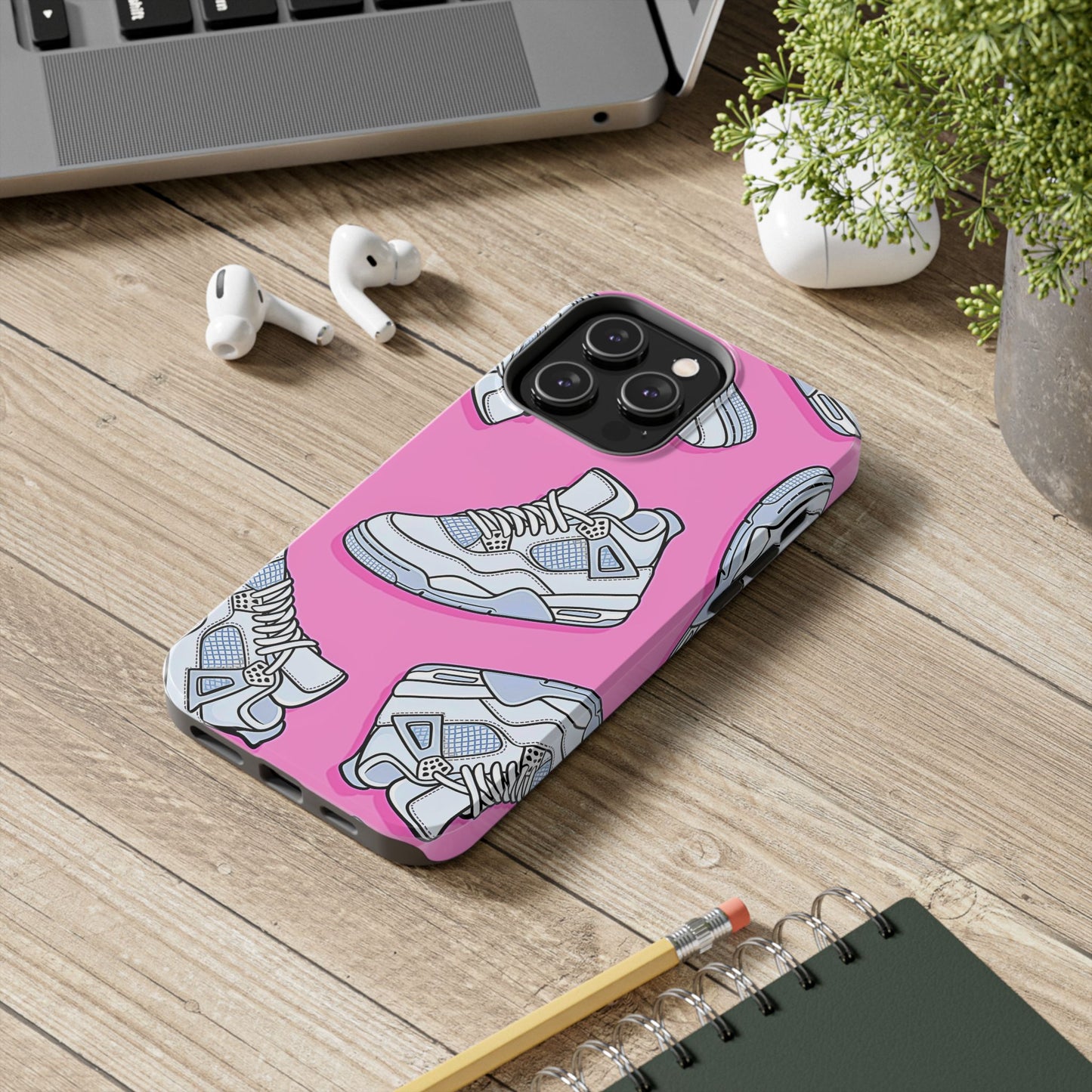 Funda resistente para teléfono con diseño de zapatillas Jordan 4 blancas | Estética