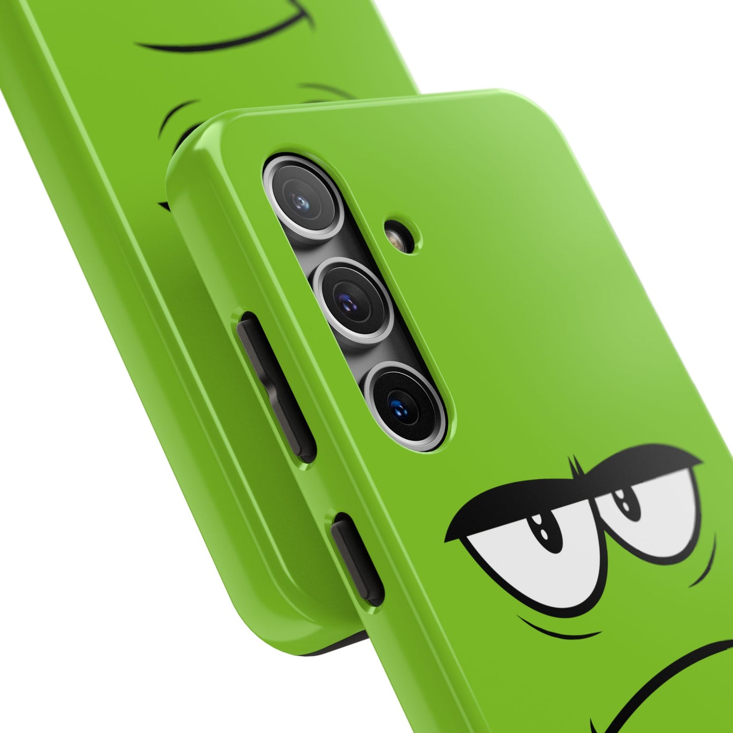 Grumpy Mood Face Green Background Funny Expression Tough Phone Case | Funny