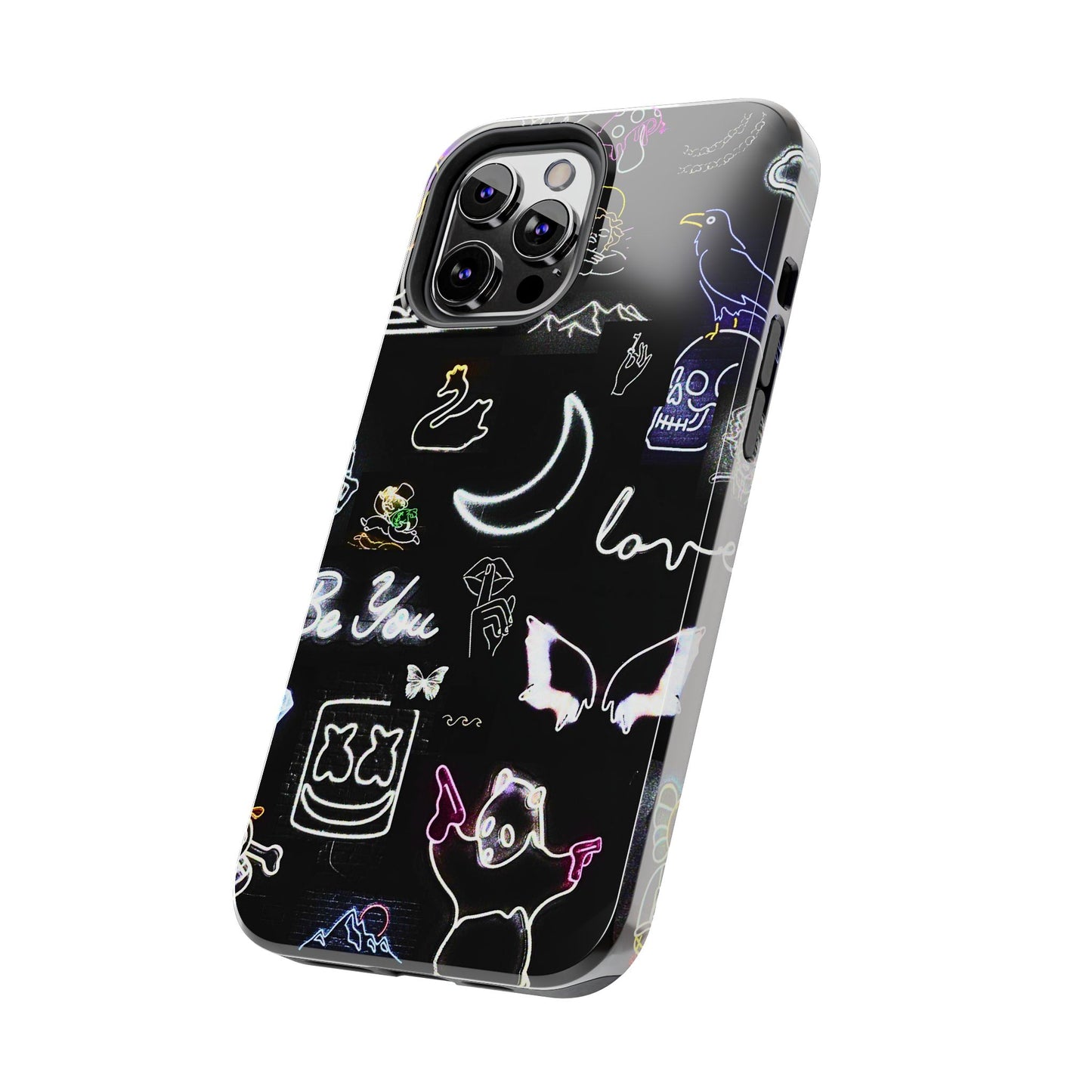 Funda resistente para teléfono estilo neón blanco | Estética