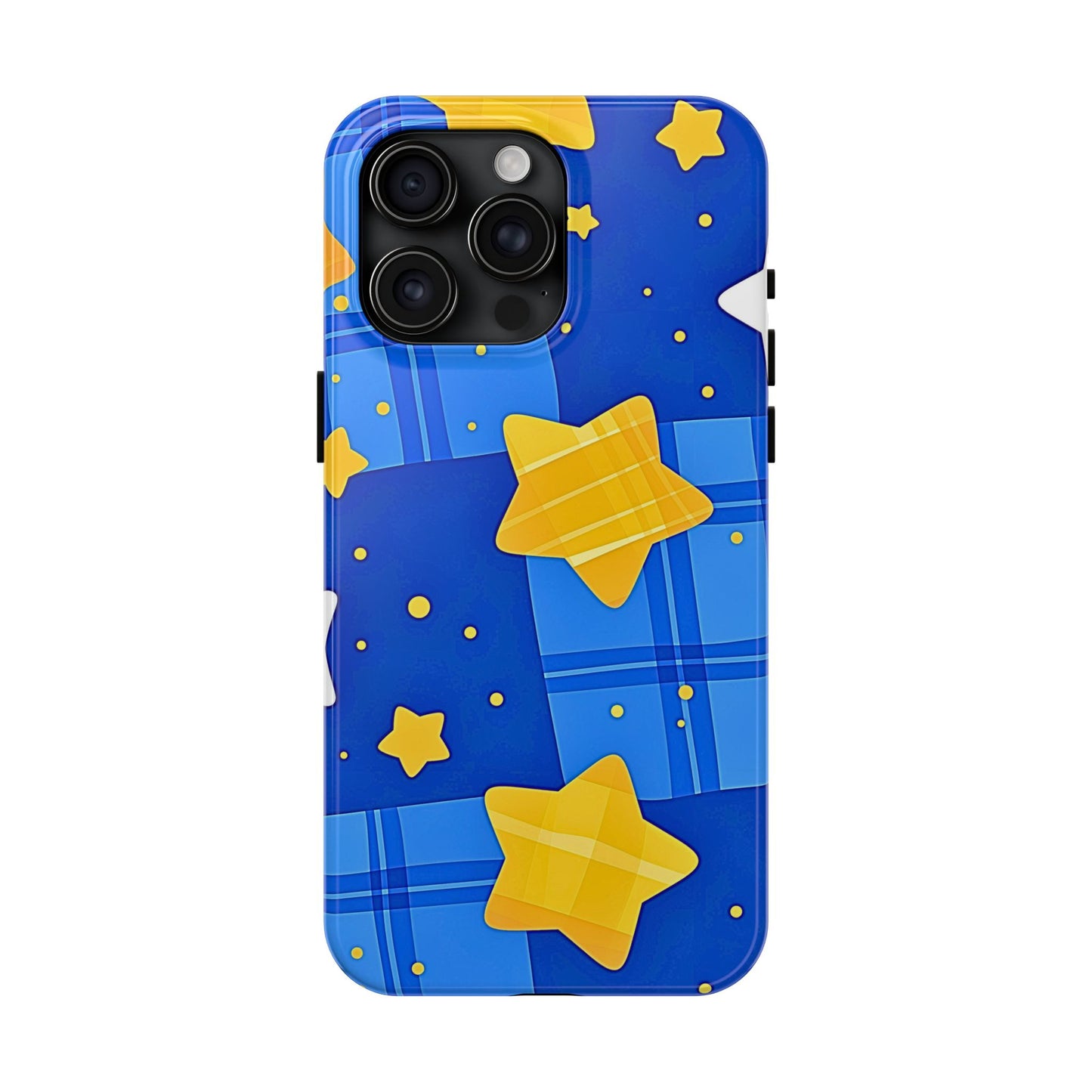 Funda resistente para teléfono con estampado de estrellas y cuadros preppy | Estética