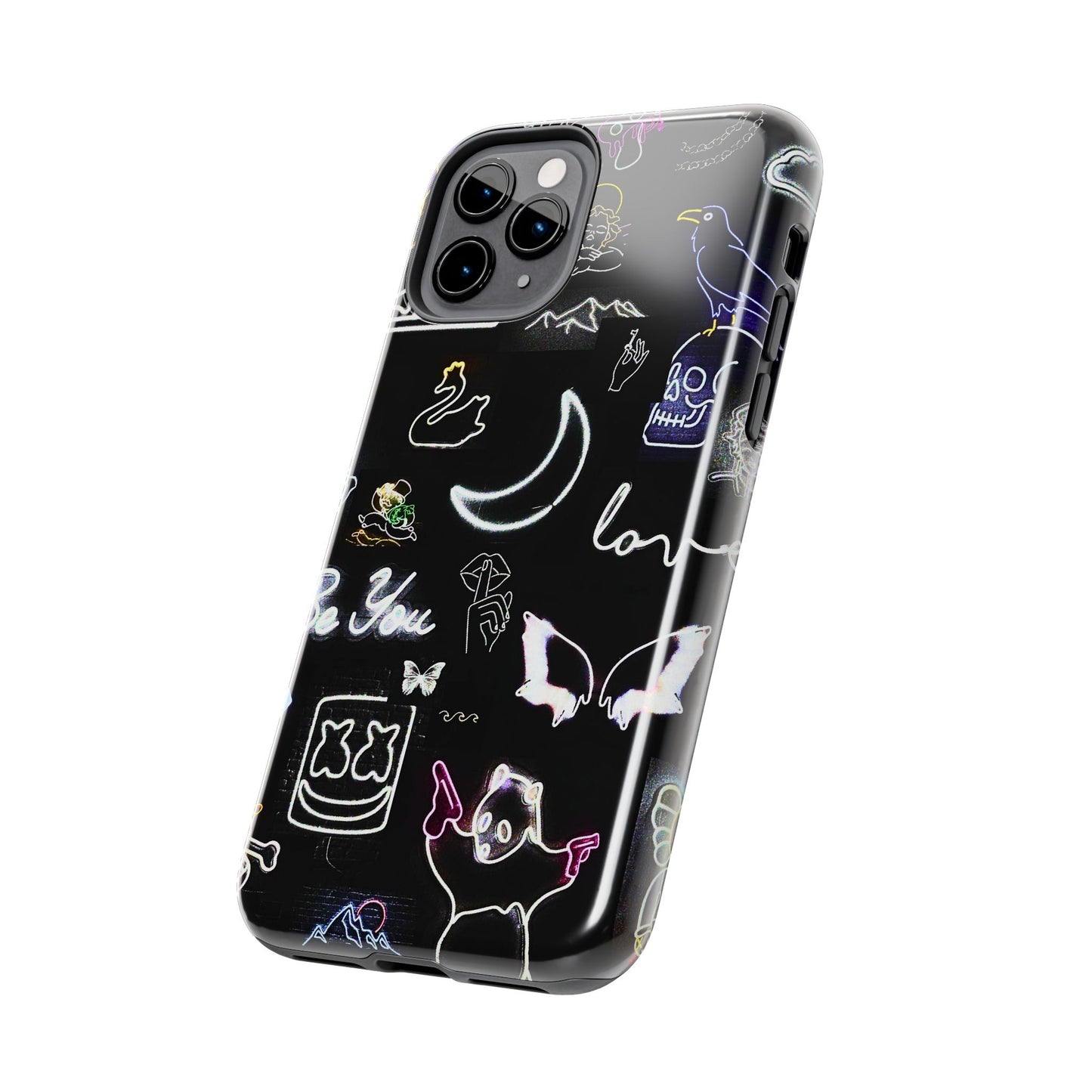 Funda resistente para teléfono estilo neón blanco | Estética