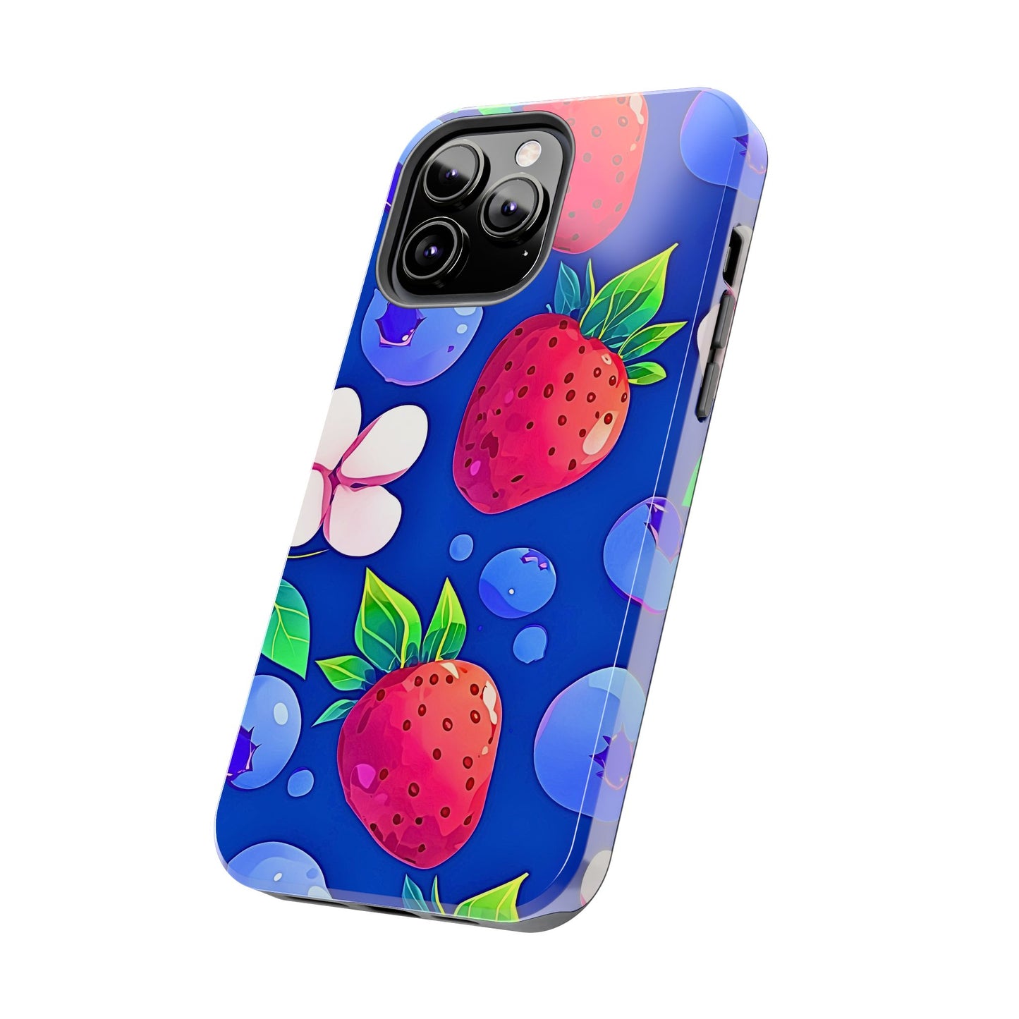 Cute Blueberry Strawberry Fruit Pattern Tough Phone Case | Aesthetic