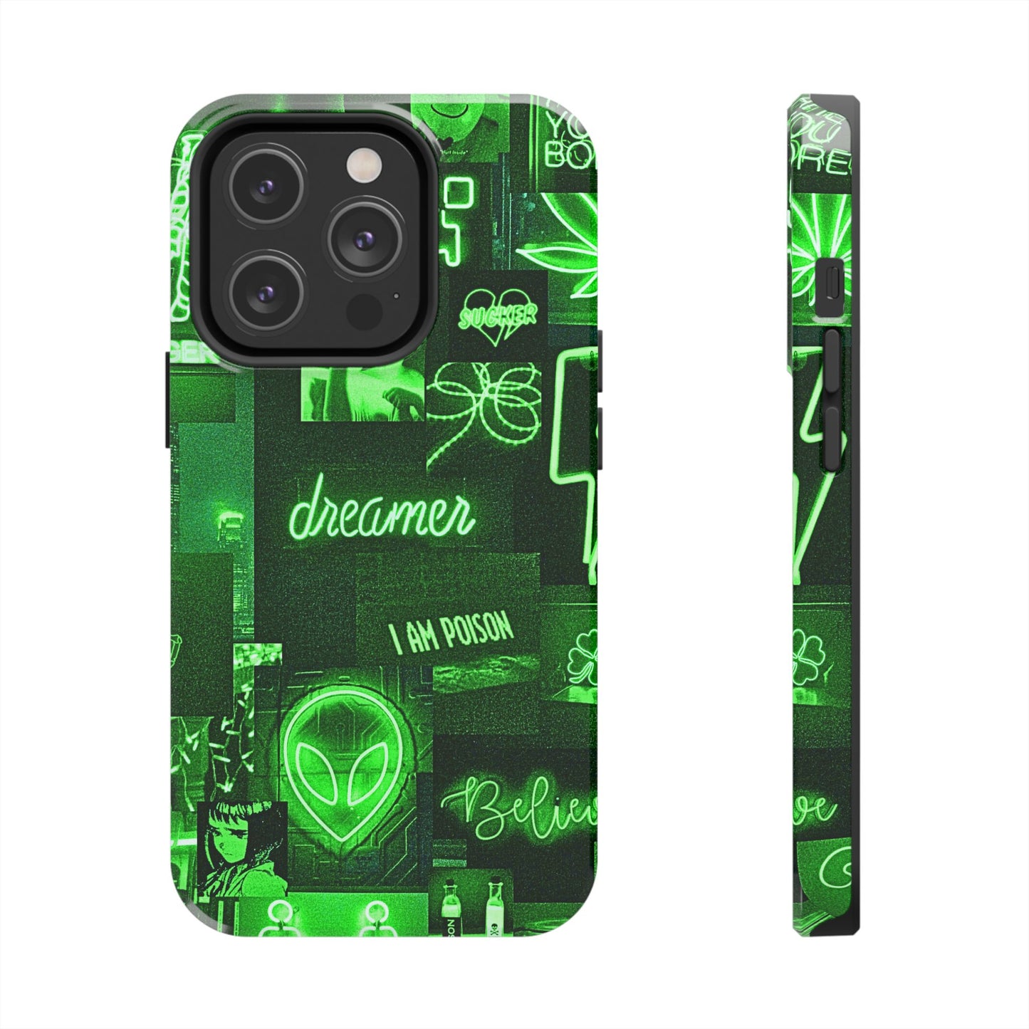 Green Neon Style Tough Phone Case | Aesthetic