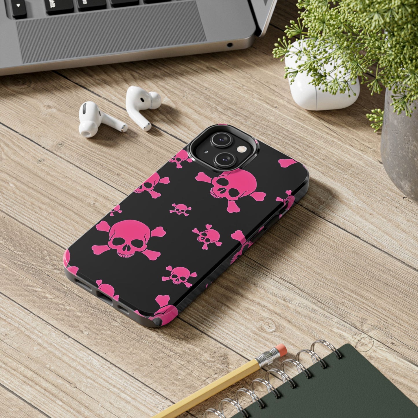 Pink Skull Emo Style Tough Phone Case | Aesthetic