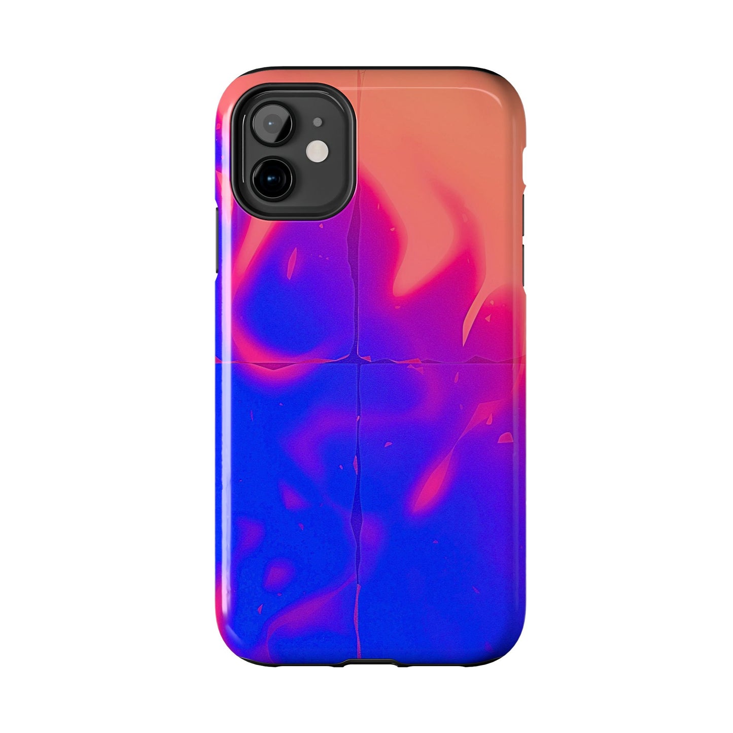 Funda resistente para teléfono con diseño de llamas, degradado abstracto y resplandor del atardecer | Estética