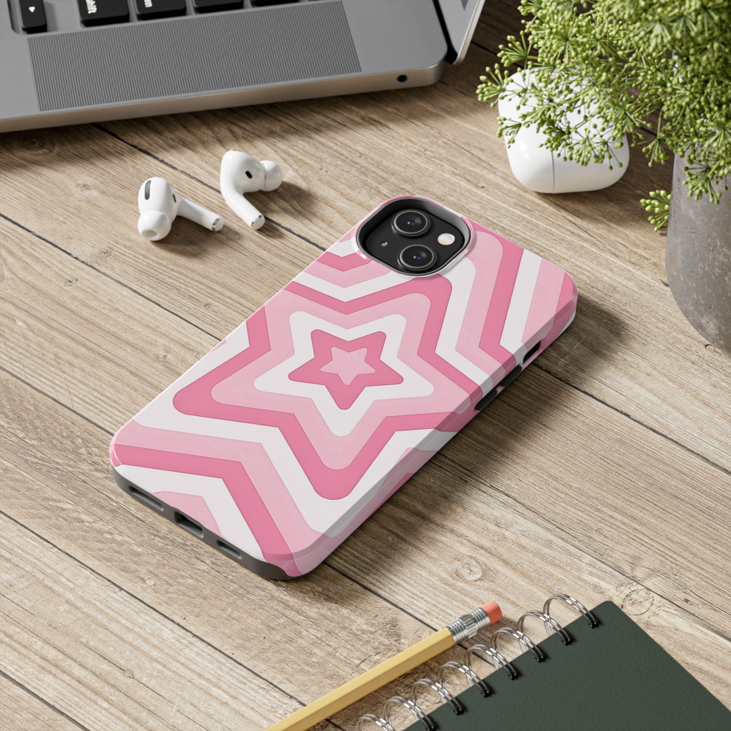 Pink Preppy Star Pattern Style Tough Phone Case | Aesthetic