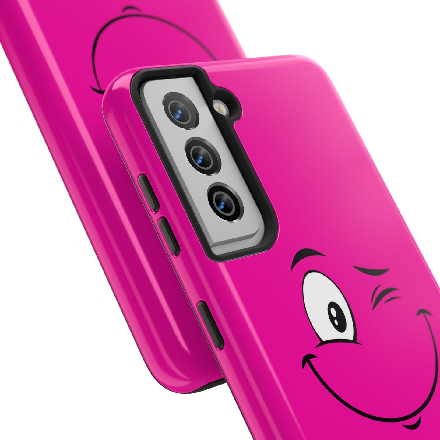 Winking Face Pink Background Cheeky Cartoon Style Tough Phone Case | Funny