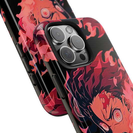 Tanjiro Kamado Flamed Style Black Tough Phone Case | Anime - Demon Slayer