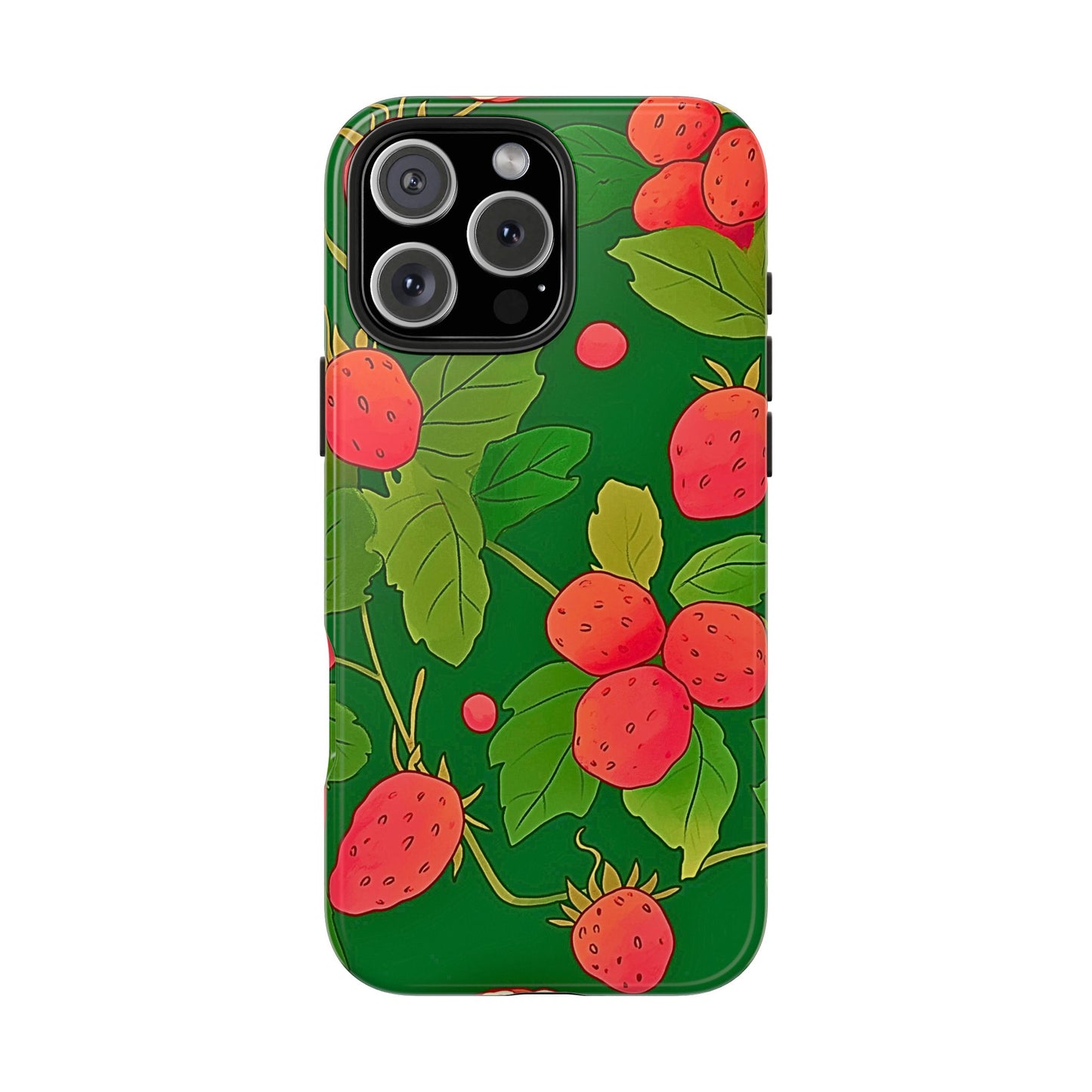 Dark Strawberry Pattern Preppy Tough Phone Case | Aesthetic