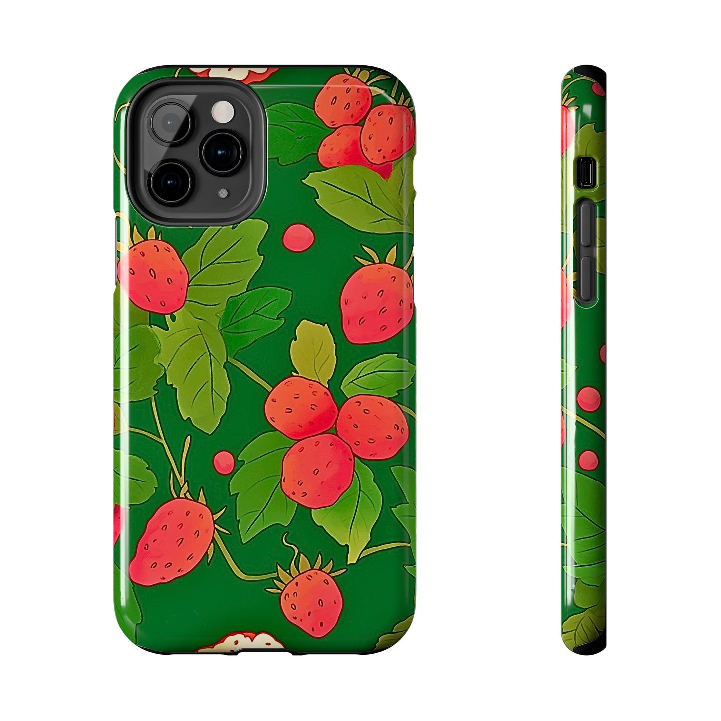Dark Strawberry Pattern Preppy Tough Phone Case | Aesthetic
