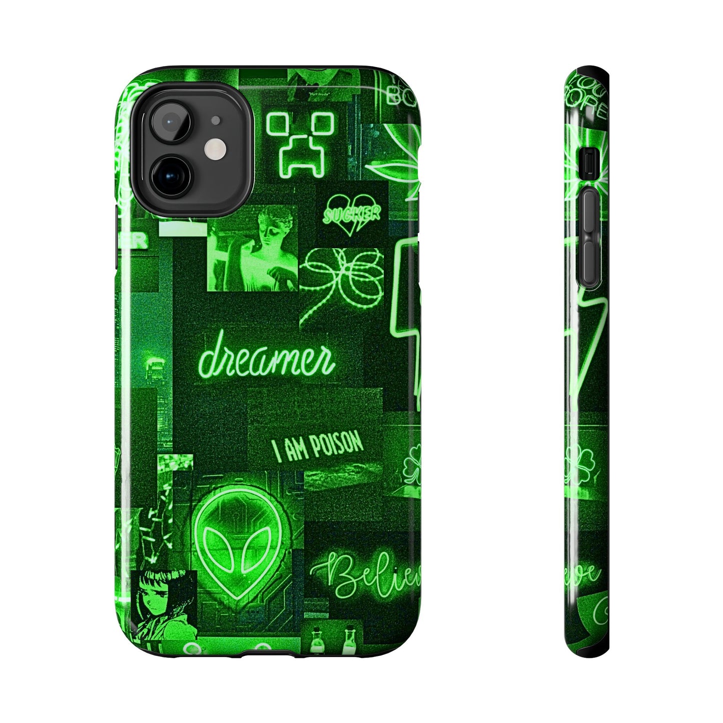 Green Neon Style Tough Phone Case | Aesthetic