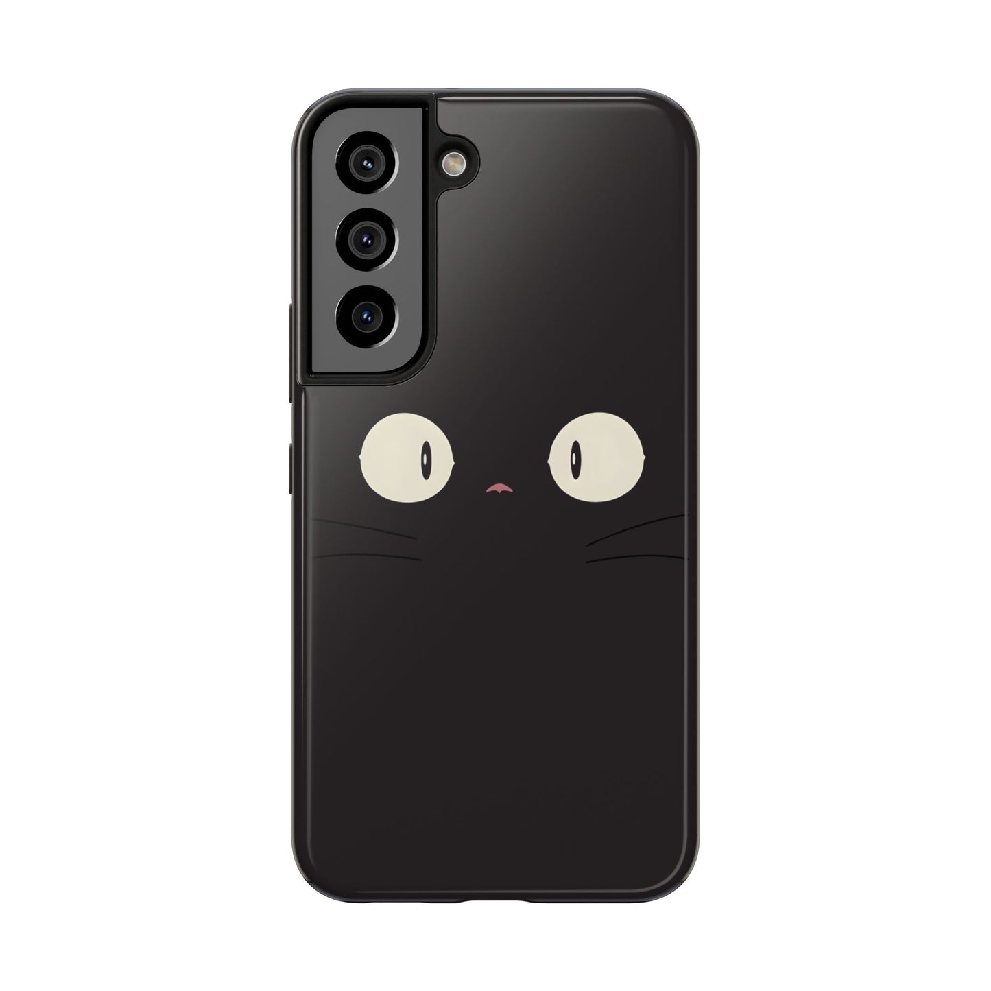 Adorable Black Cat Face and Eyes Minimal Tough Phone Case | Animals