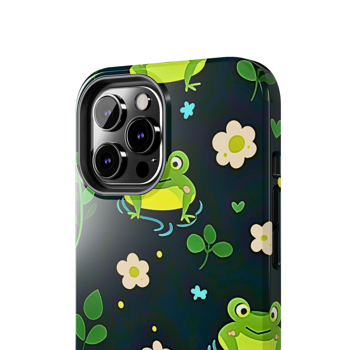 Kawaii Froggy Pattern Black Tough Phone Case | Animals