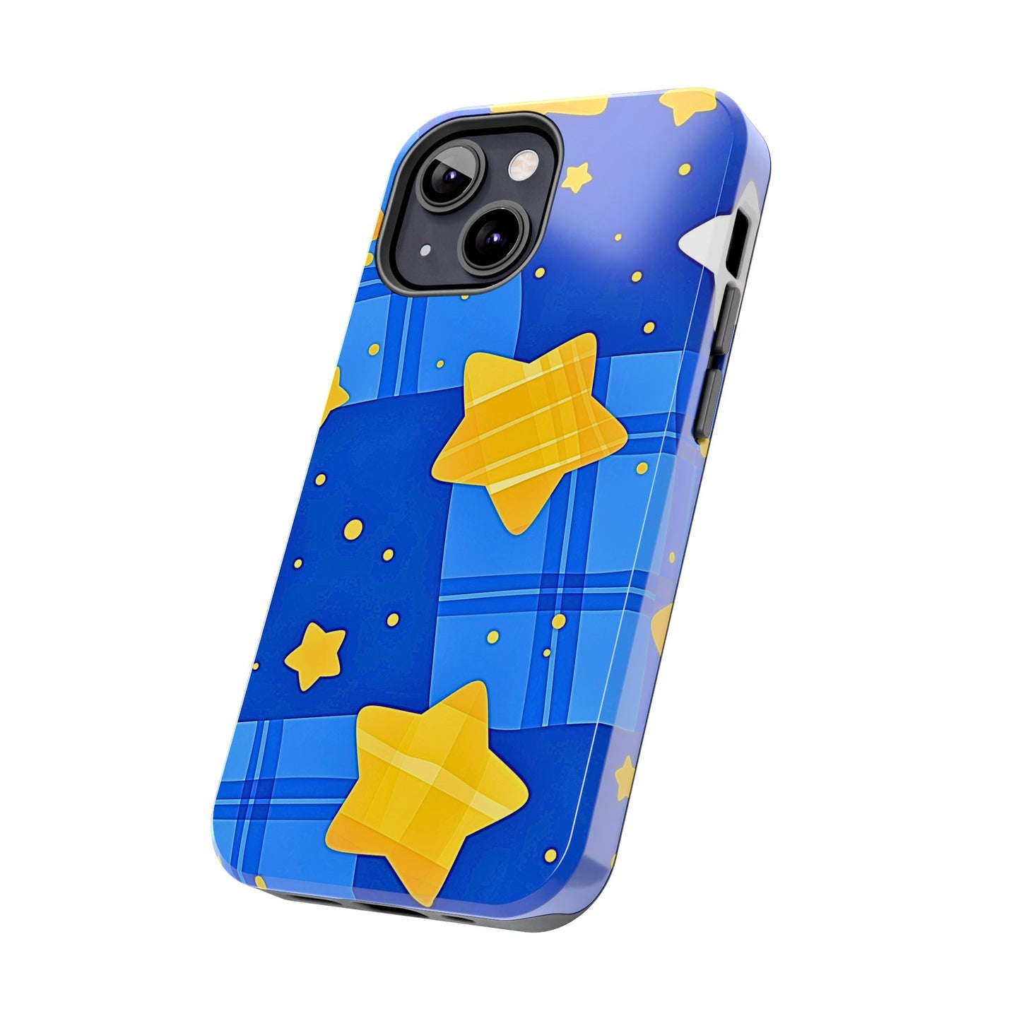 Funda resistente para teléfono con estampado de estrellas y cuadros preppy | Estética