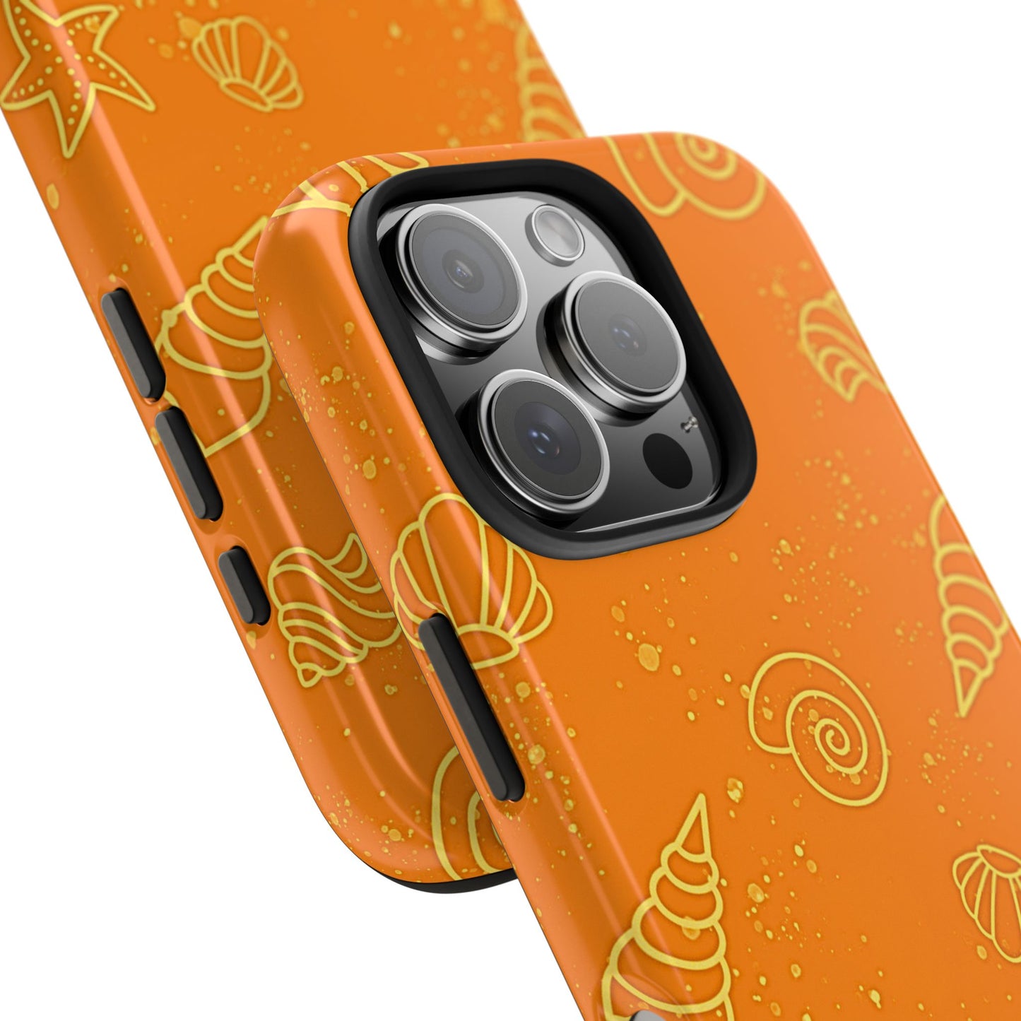 Funda resistente para teléfono con diseño de conchas naranjas | Estética