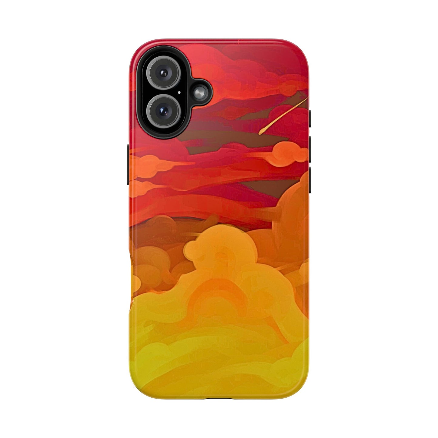 Funda resistente para teléfono con diseño de nubes rojas y naranjas | Estética