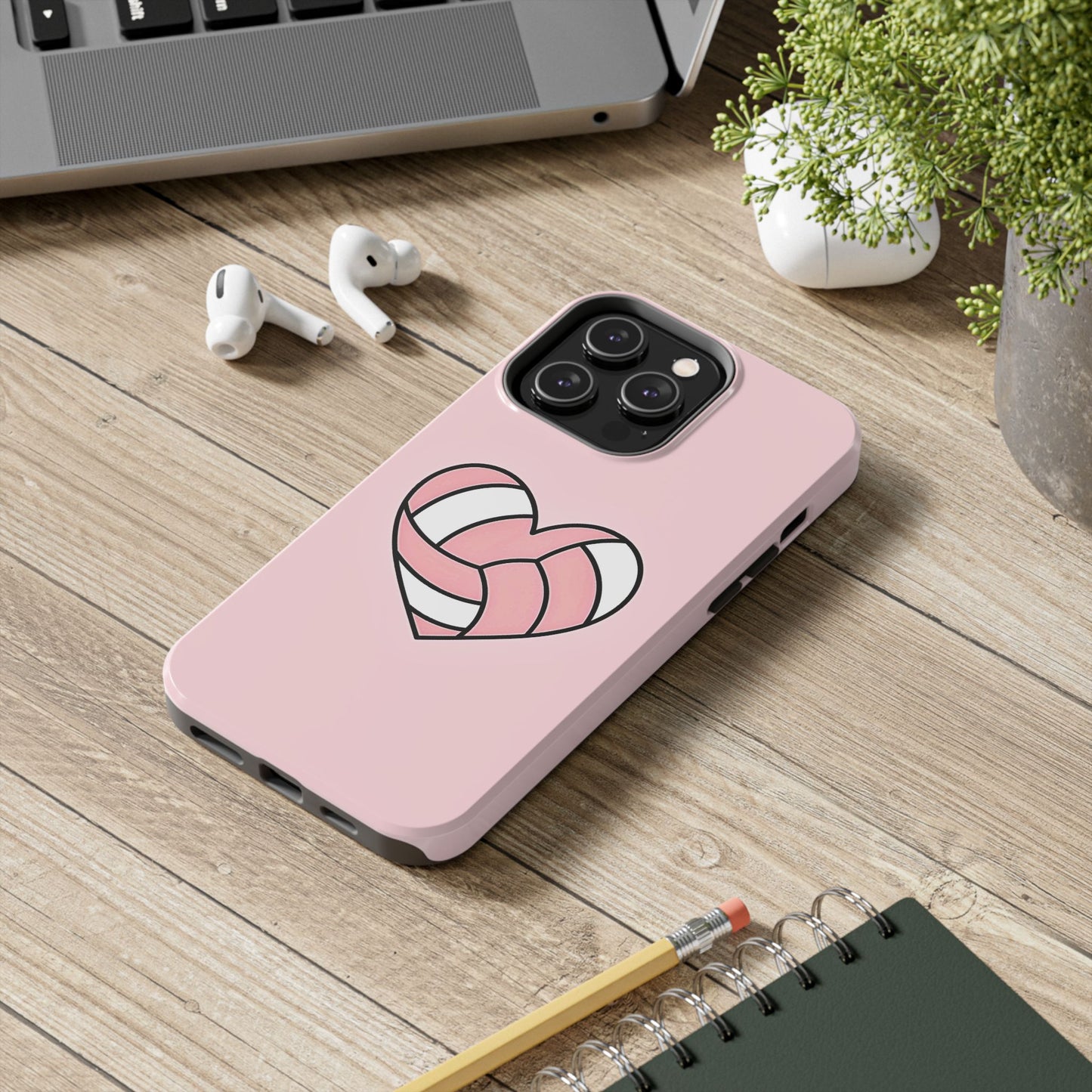 Pink Volleyball Heart Tough Phone Case | Aesthetic