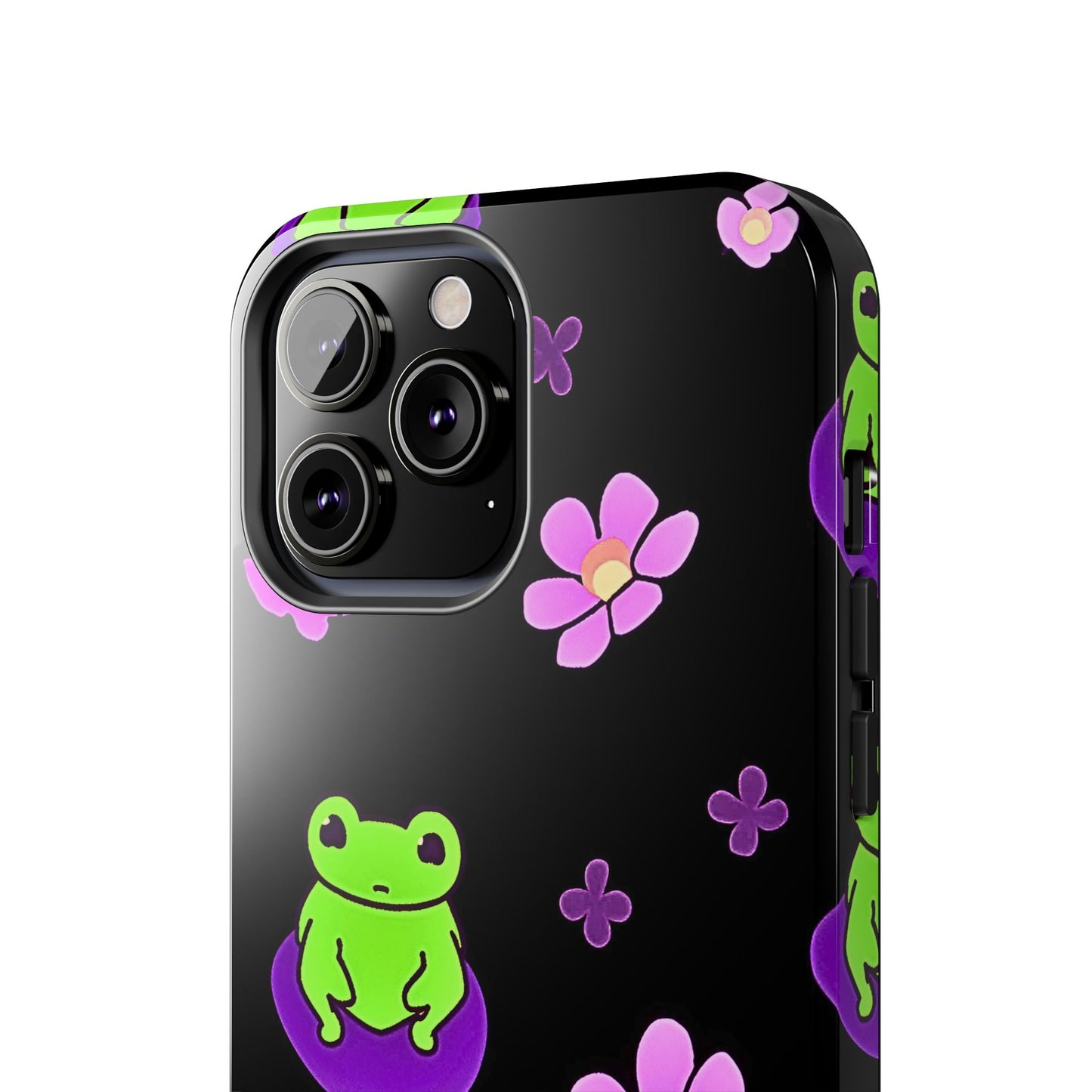 Cute Frog & Pink Flowers Pattern Style Tough Phone Case | Animals