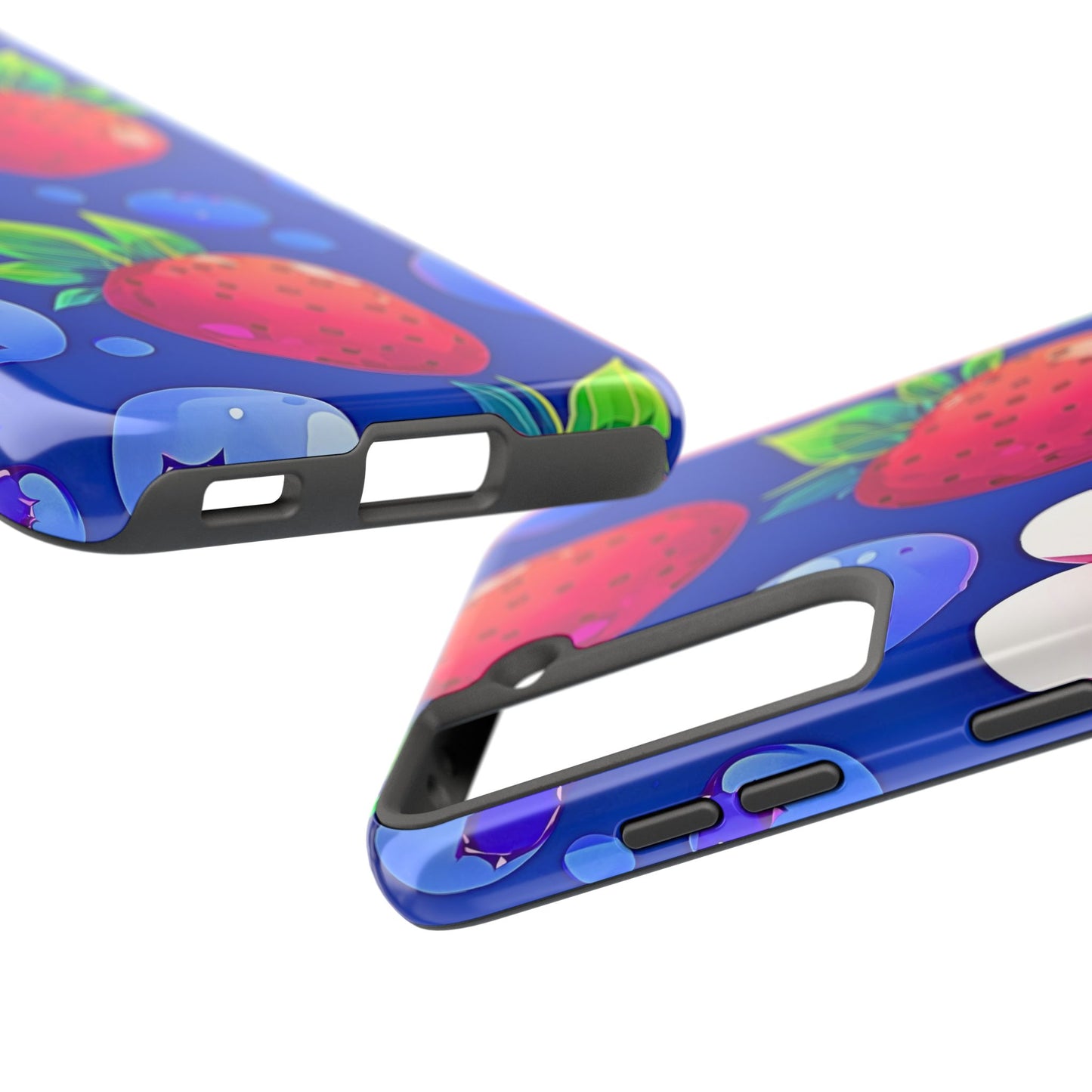 Cute Blueberry Strawberry Fruit Pattern Tough Phone Case | Aesthetic