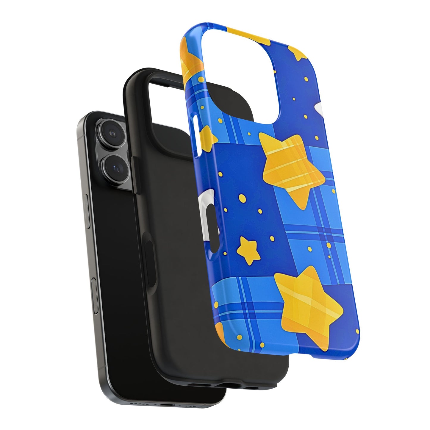 Funda resistente para teléfono con estampado de estrellas y cuadros preppy | Estética