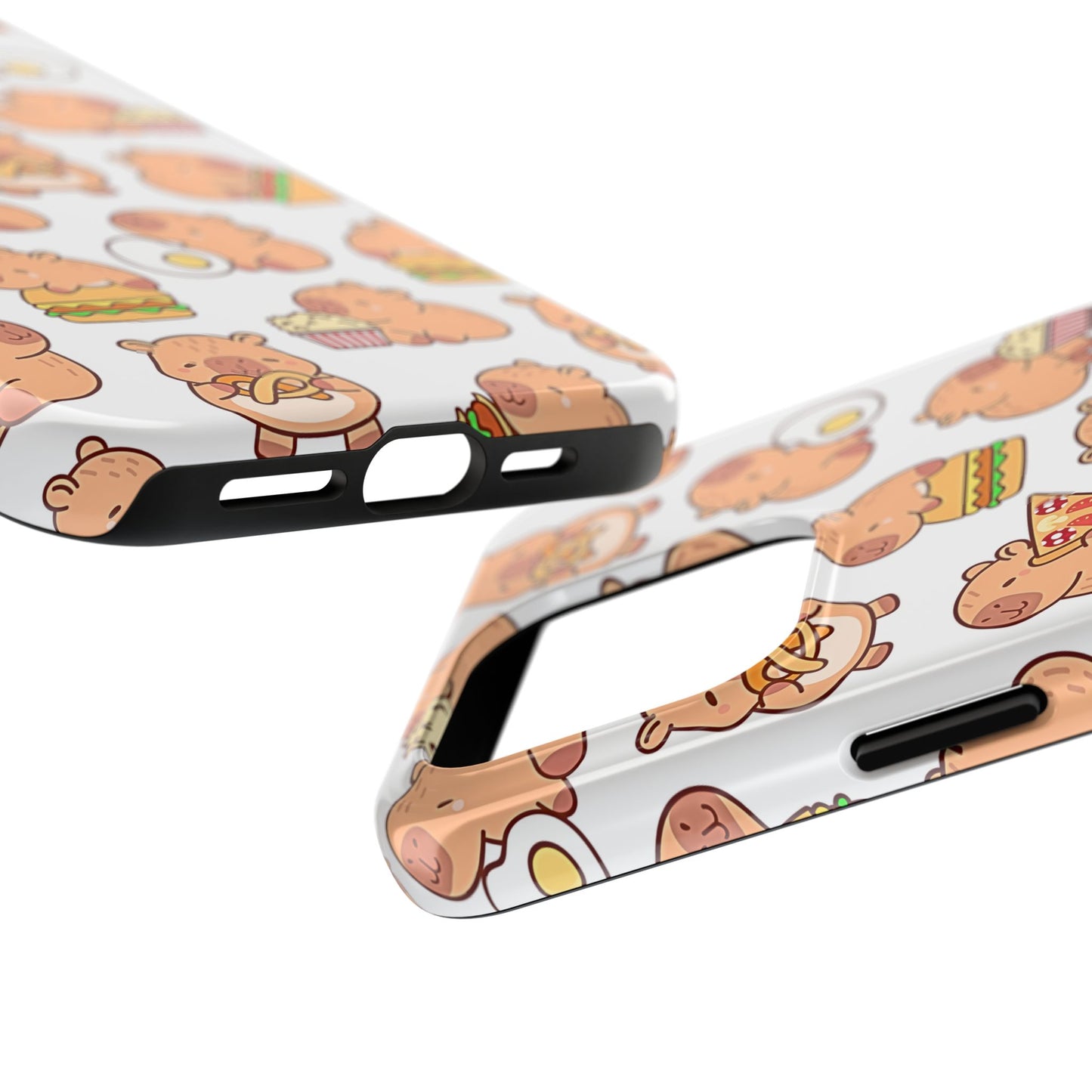 Cute Capybara Eating Pizza Ice Cream & Snacks Cartoon Food Tough Phone Case | Animals