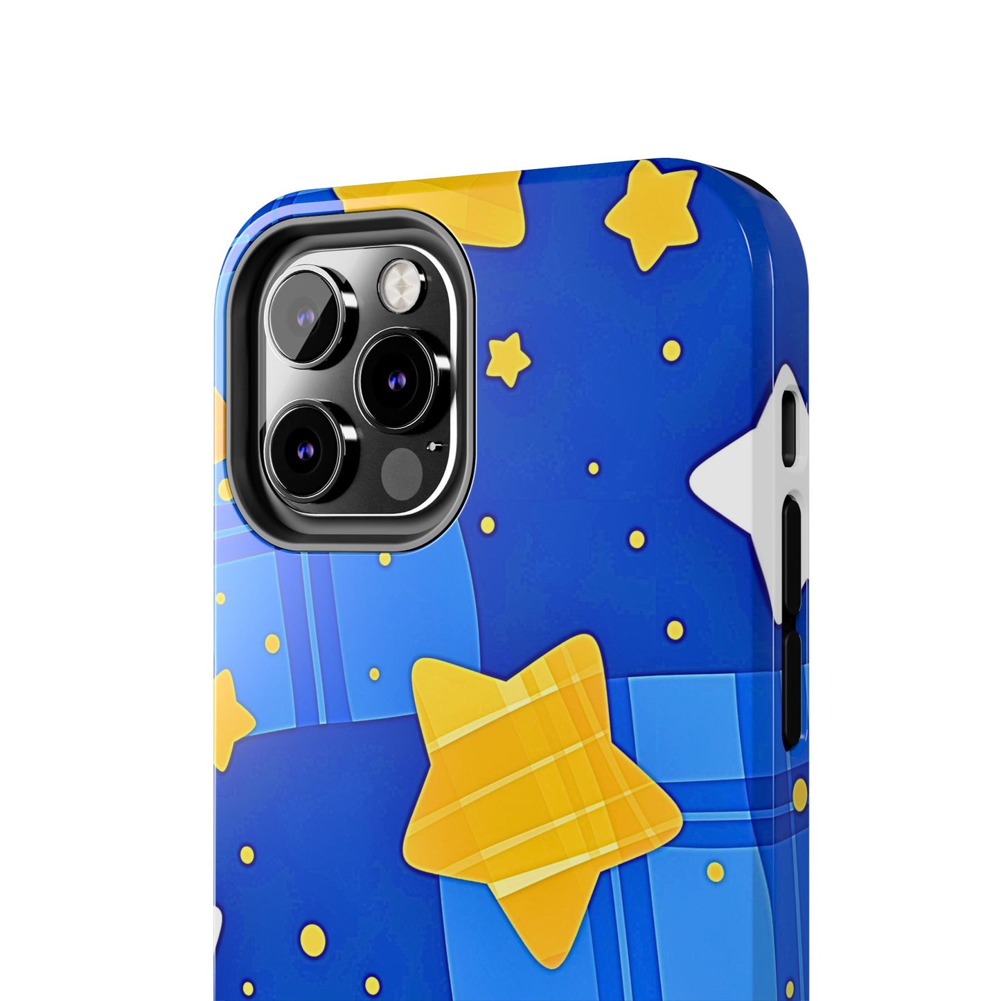Funda resistente para teléfono con estampado de estrellas y cuadros preppy | Estética