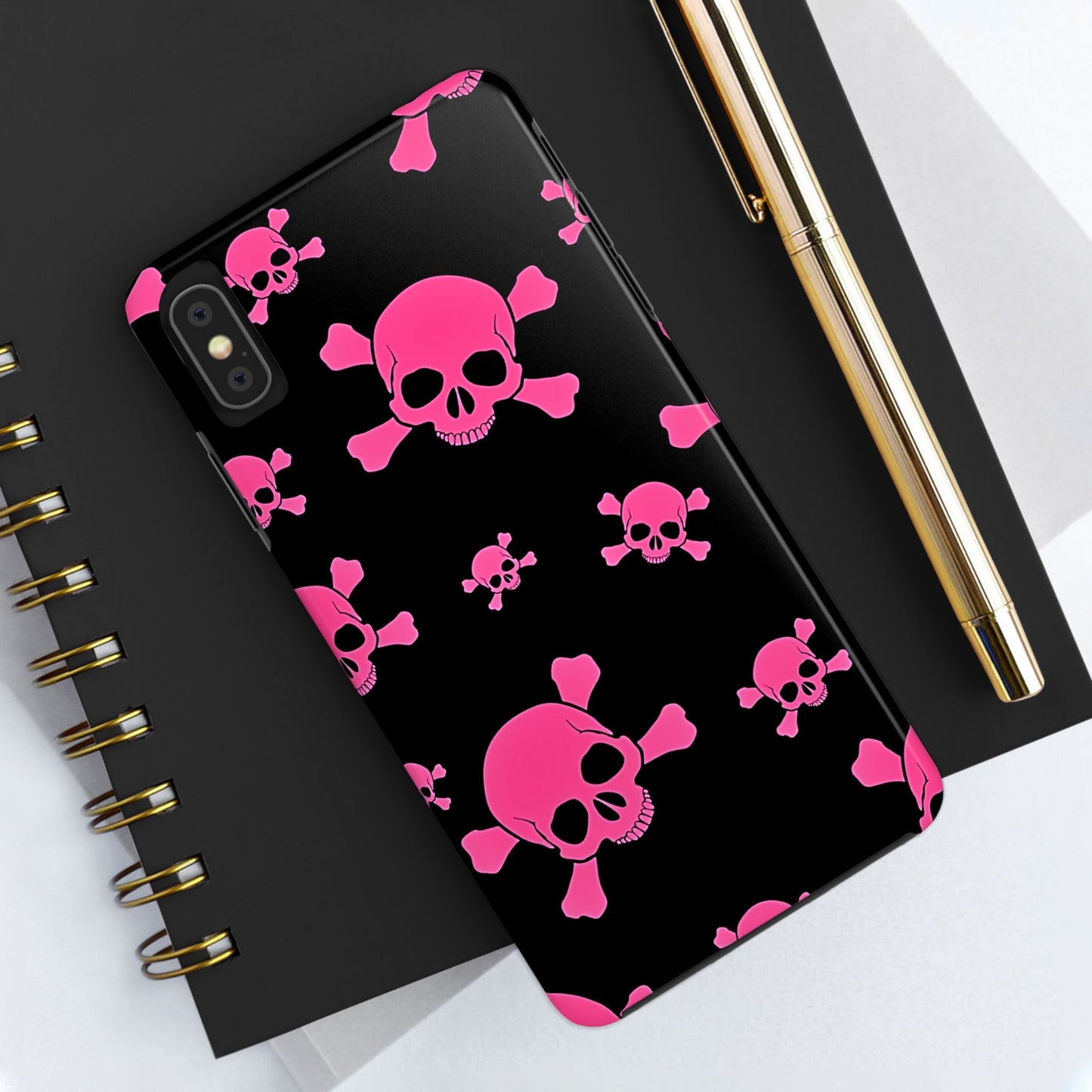 Pink Skull Emo Style Tough Phone Case | Aesthetic