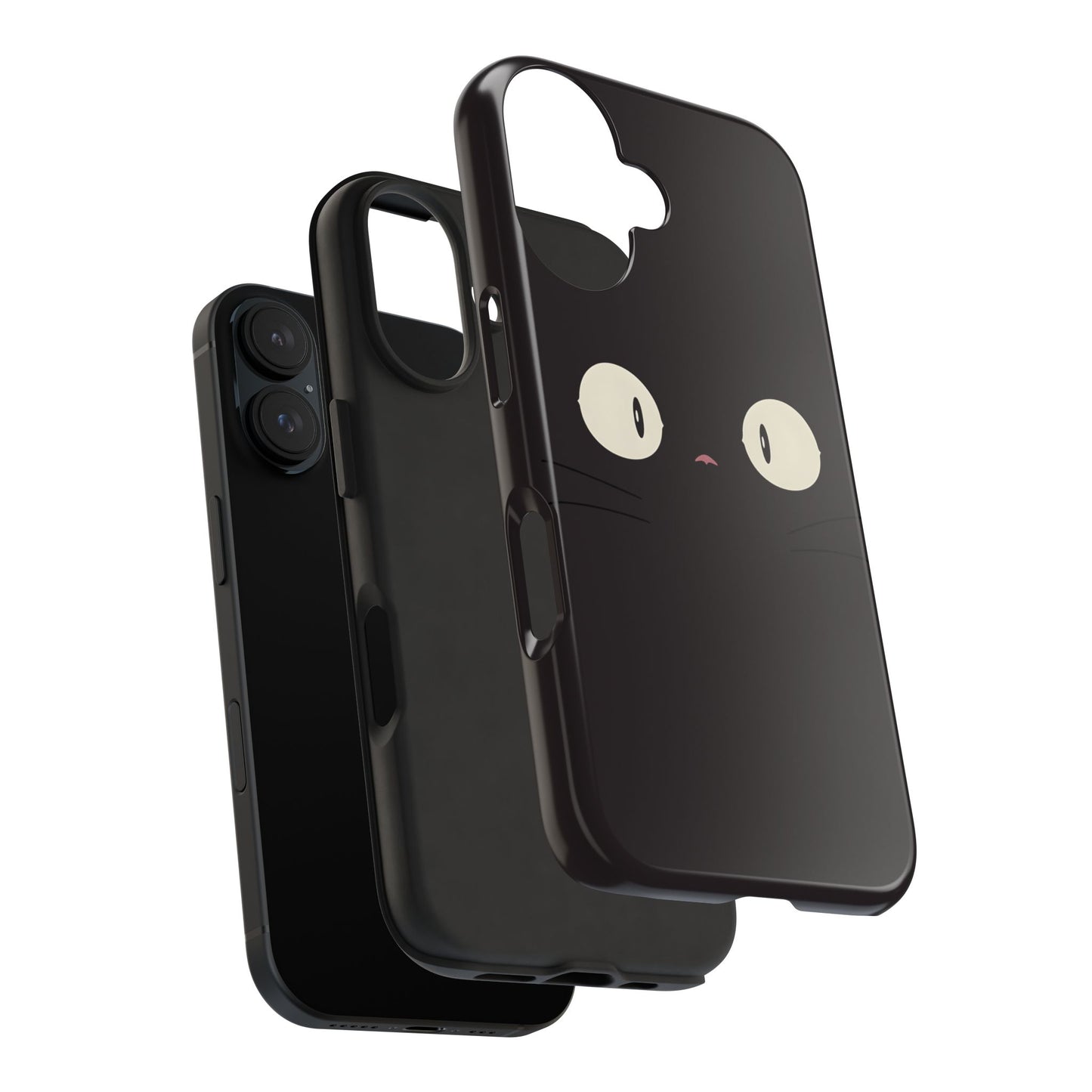 Adorable Black Cat Face and Eyes Minimal Tough Phone Case | Animals